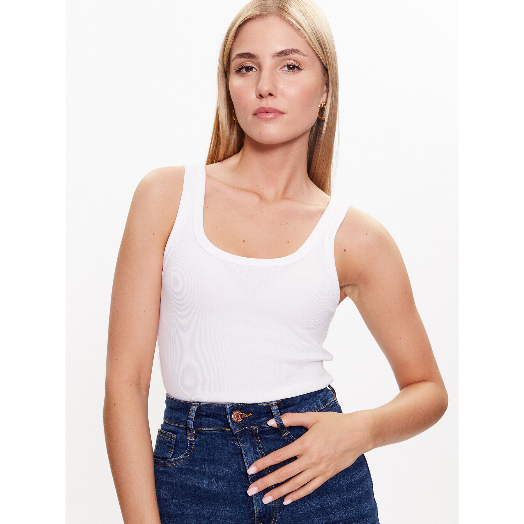 Gina Tricot Top Rib tank 19105 Bílá Regular Fit - Pepit.cz