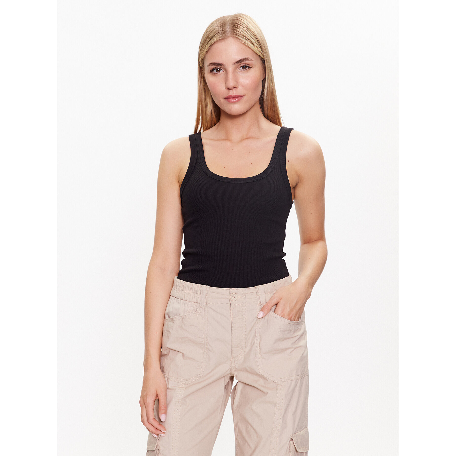 Gina Tricot Top Rib tank 19105 Černá Regular Fit - Pepit.cz