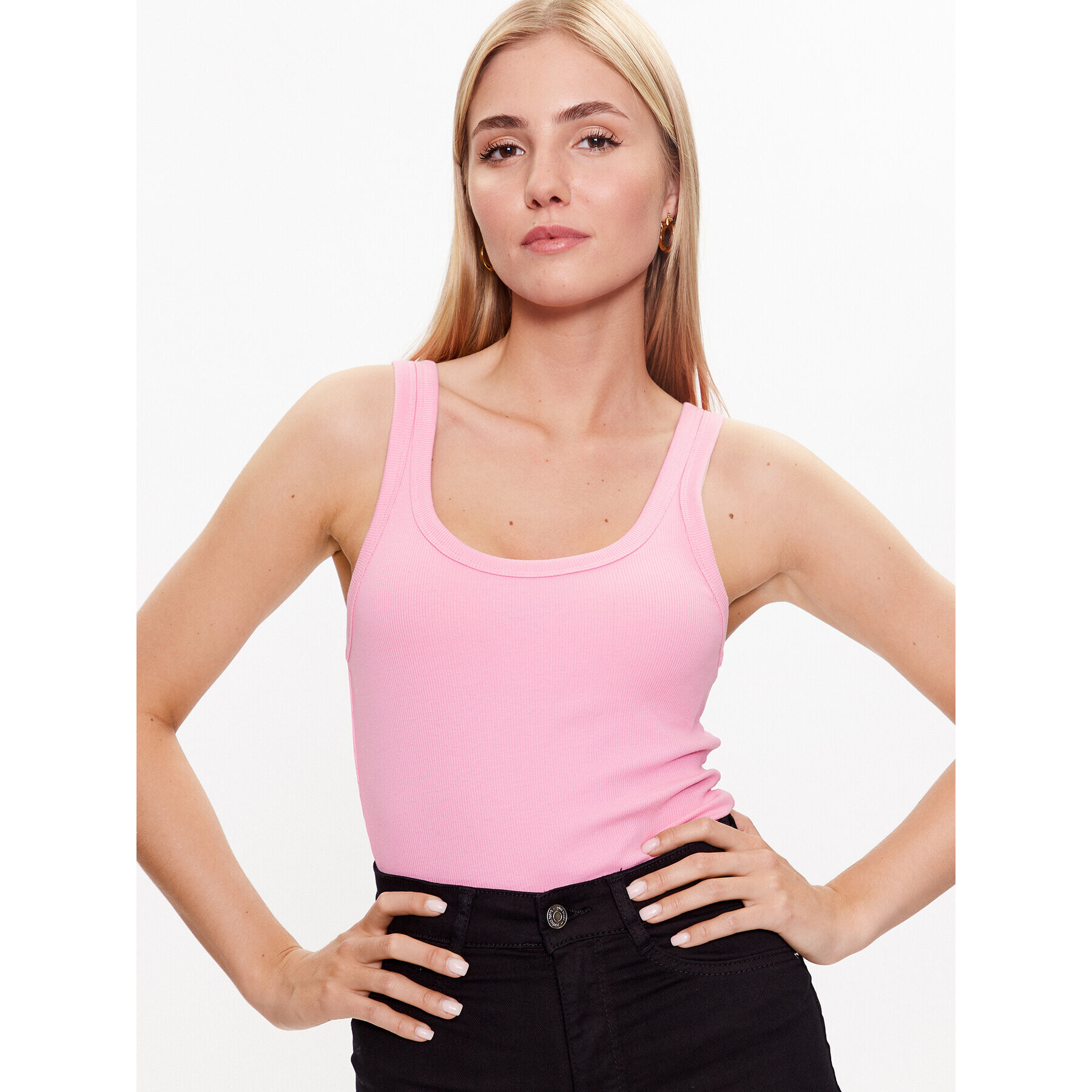 Gina Tricot Top Rib tank 19105 Růžová Regular Fit - Pepit.cz