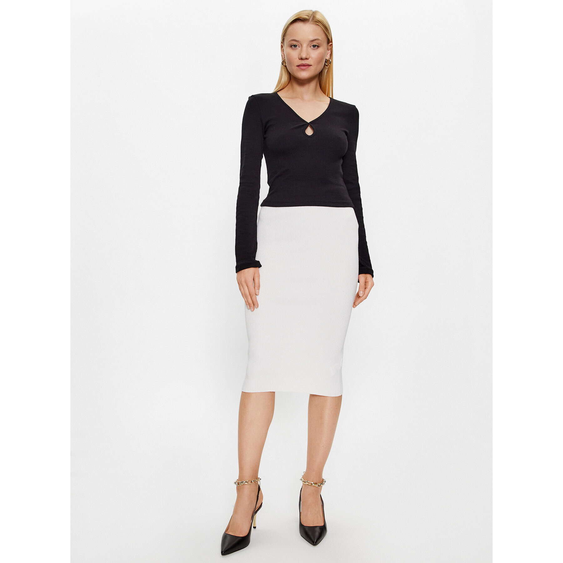 Glamorous Pouzdrová sukně AC2917B Bílá Slim Fit - Pepit.cz