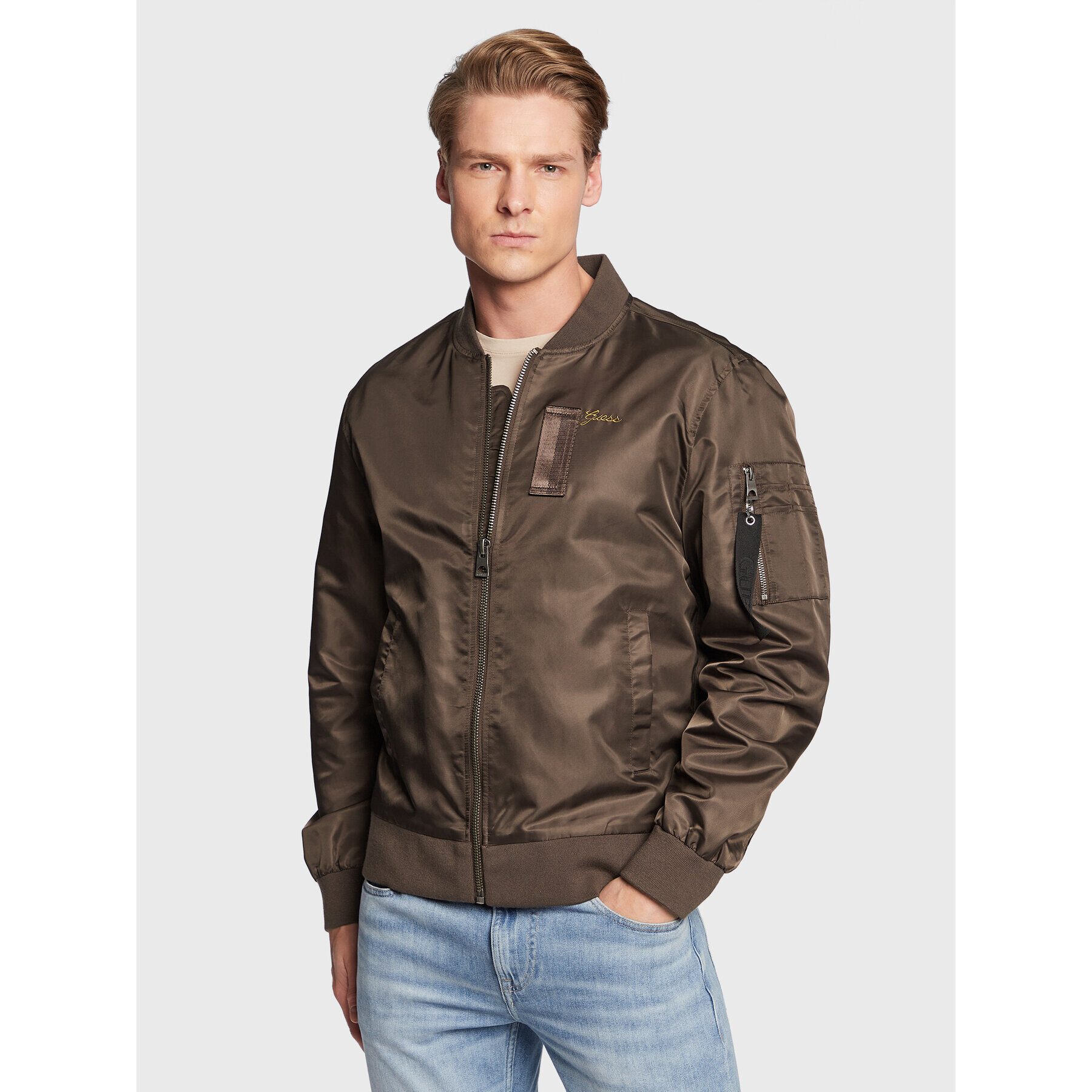 Guess Bunda bomber Exo M2GL35 W8550 Hnědá Regular Fit - Pepit.cz