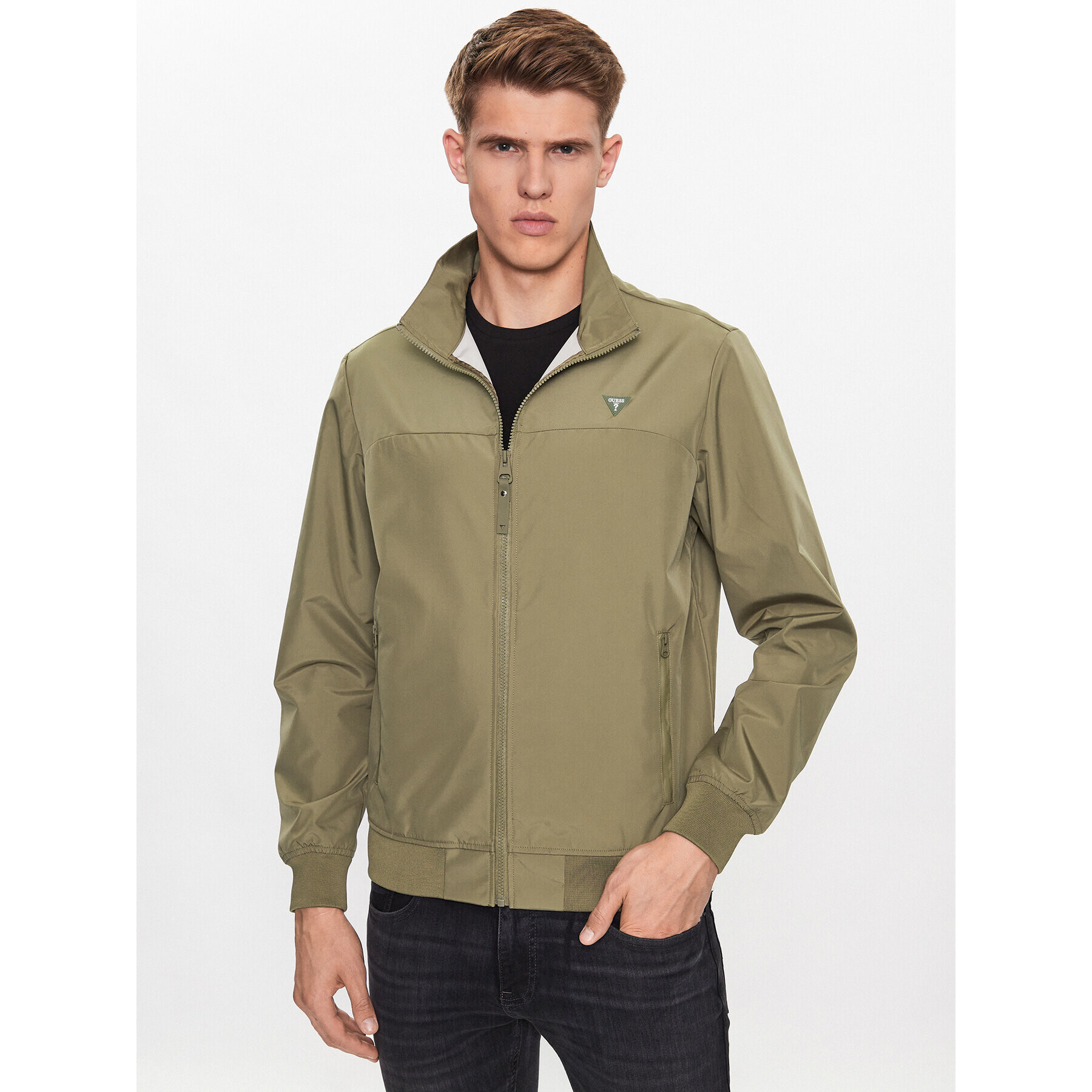 Guess Bunda bomber M3RL60 WO065 Khaki Regular Fit - Pepit.cz