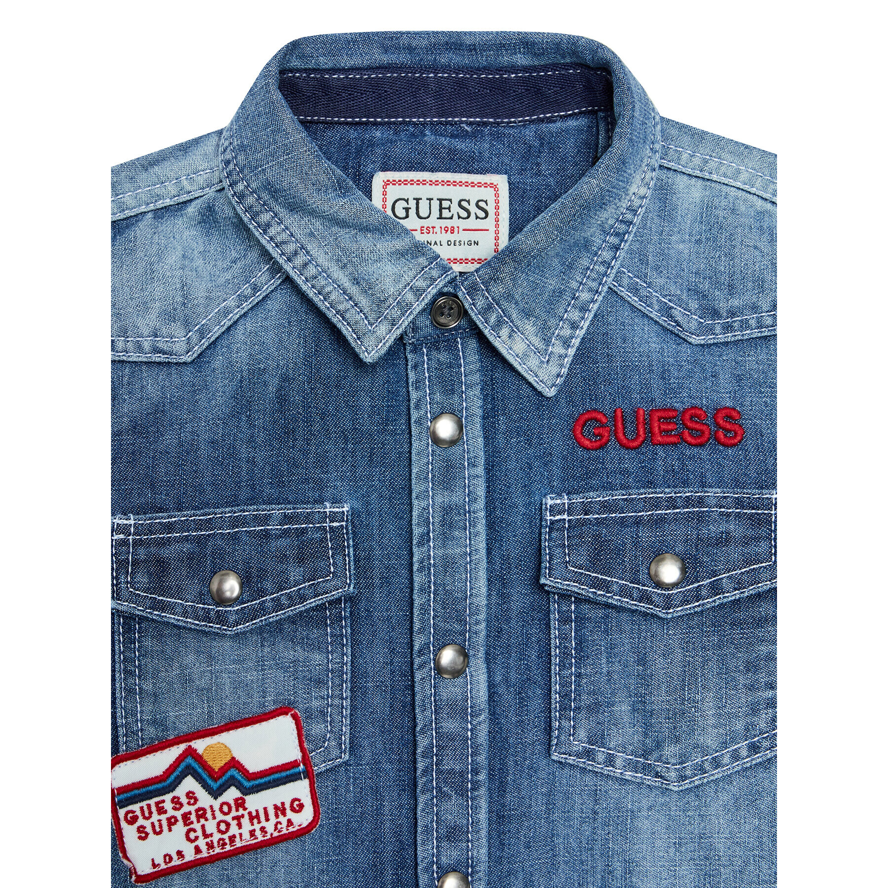 Guess džínová košile L2BH01 D4UE0 Modrá Regular Fit - Pepit.cz