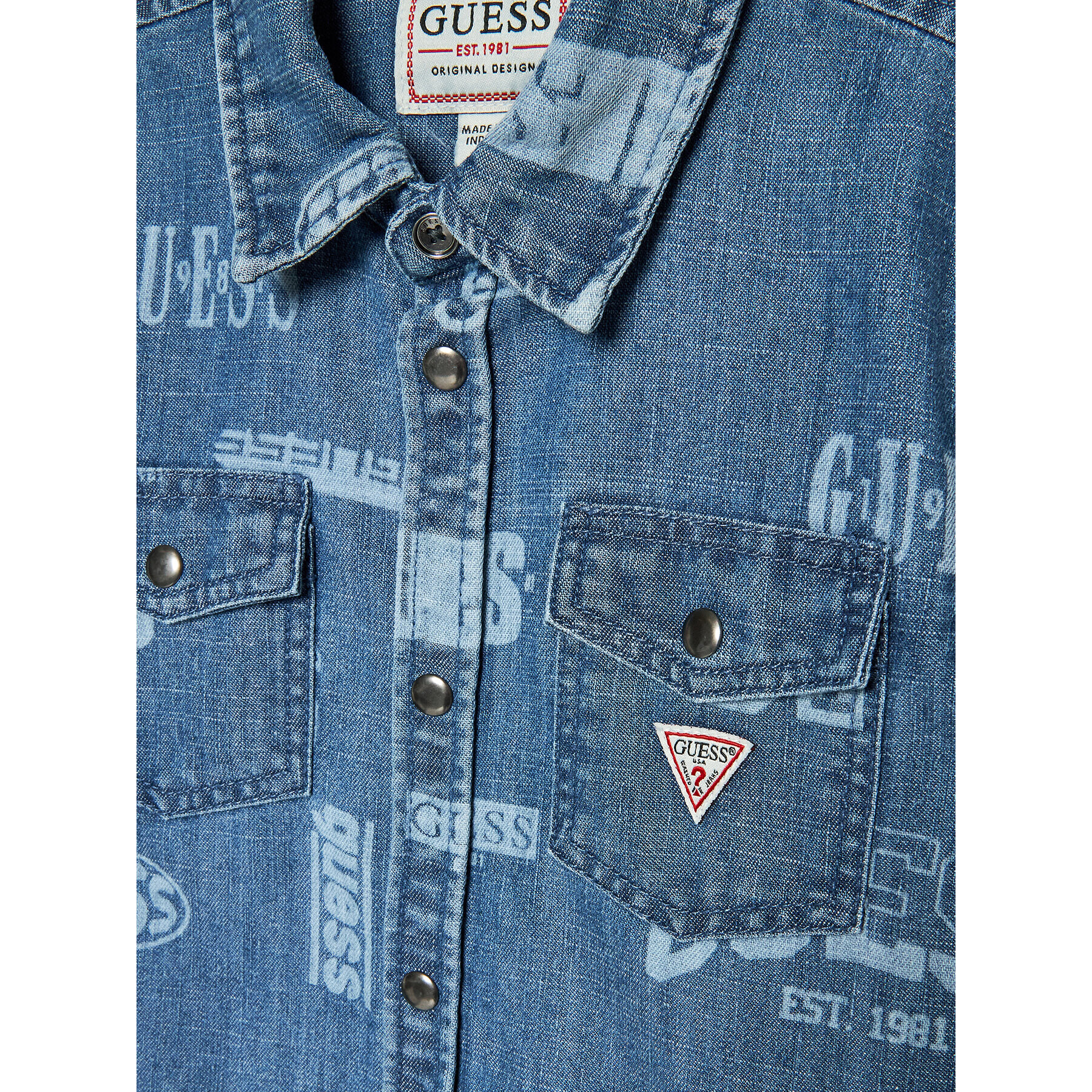 Guess džínová košile N3RH02 D4UE0 Modrá Regular Fit - Pepit.cz