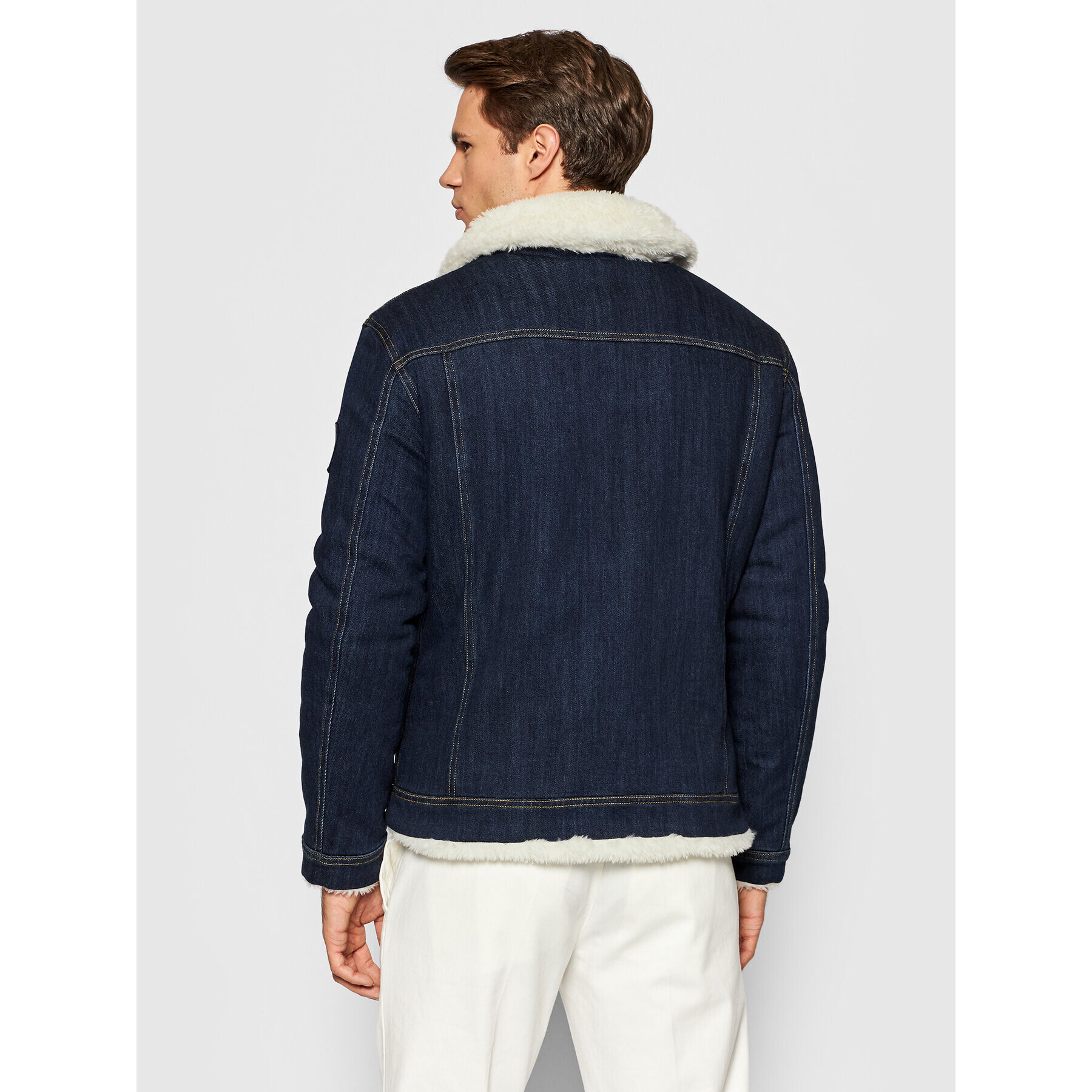 Guess Jeansová bunda Denim Sherpa M1BL53 WE800 Tmavomodrá Regular Fit - Pepit.cz