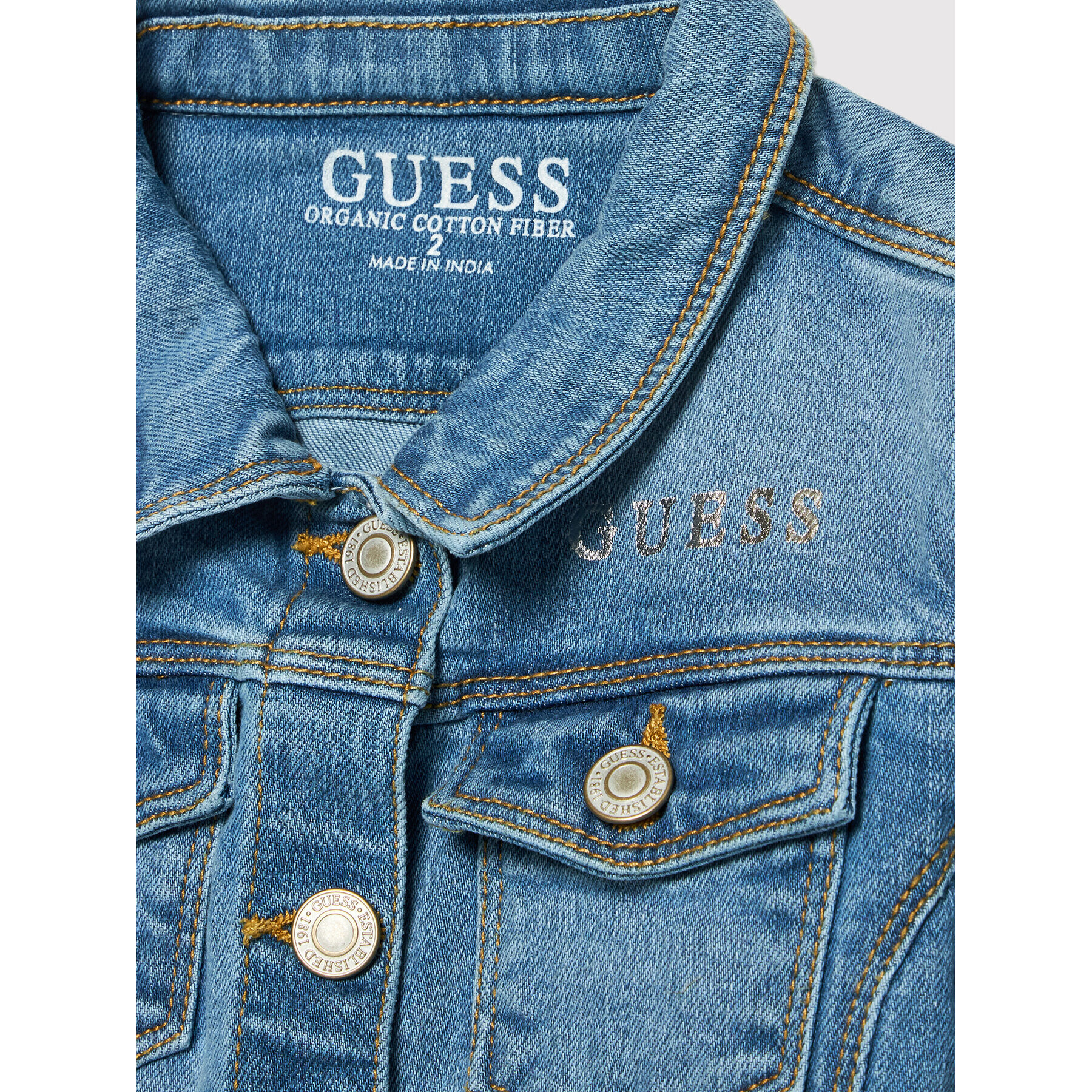 Guess Jeansová bunda K81L07 D4HB0 Modrá Regular Fit - Pepit.cz