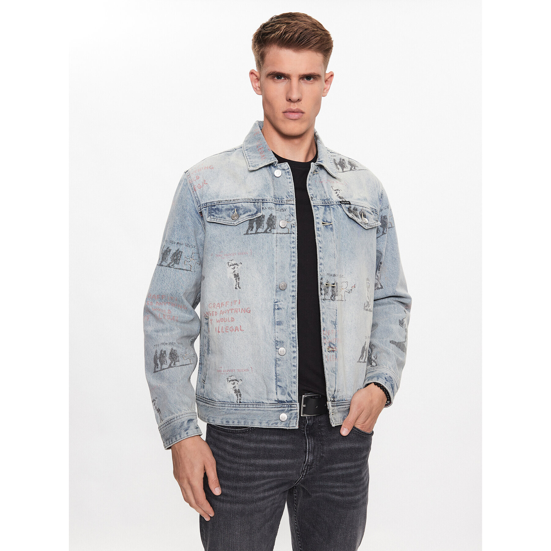 Guess Jeansová bunda M3YXN6 D4YO0 Modrá Regular Fit - Pepit.cz