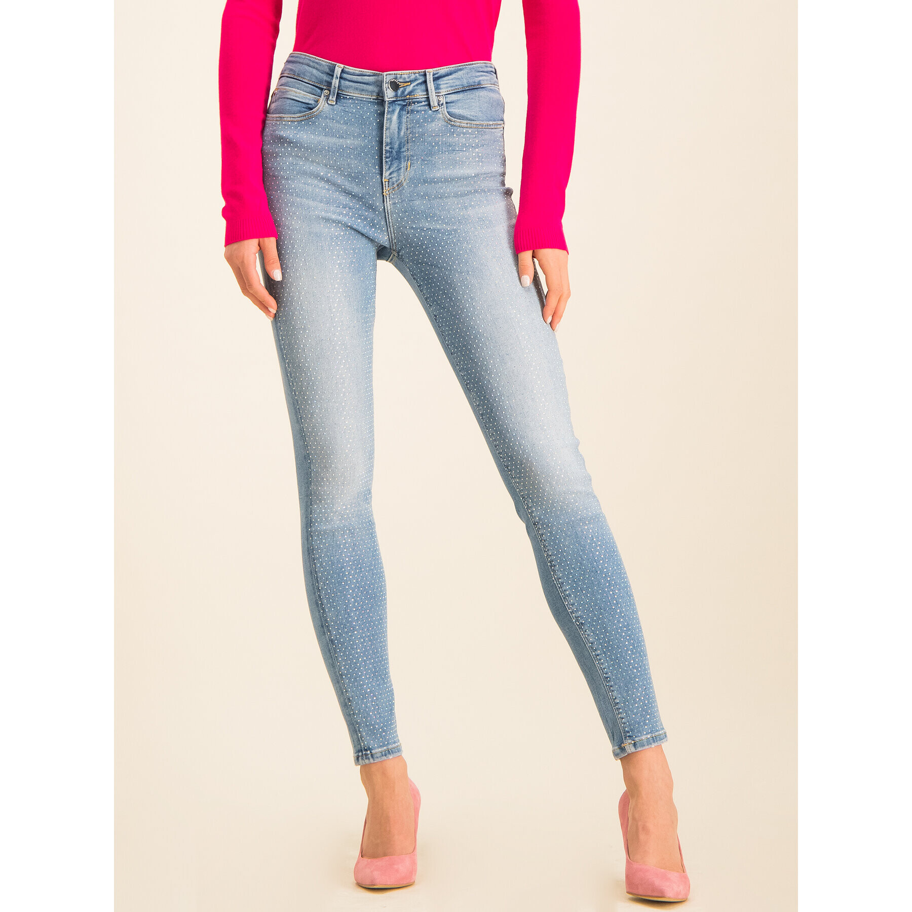 Guess Jeansy 1981 W01A46 D38R6 Modrá Skinny Fit - Pepit.cz