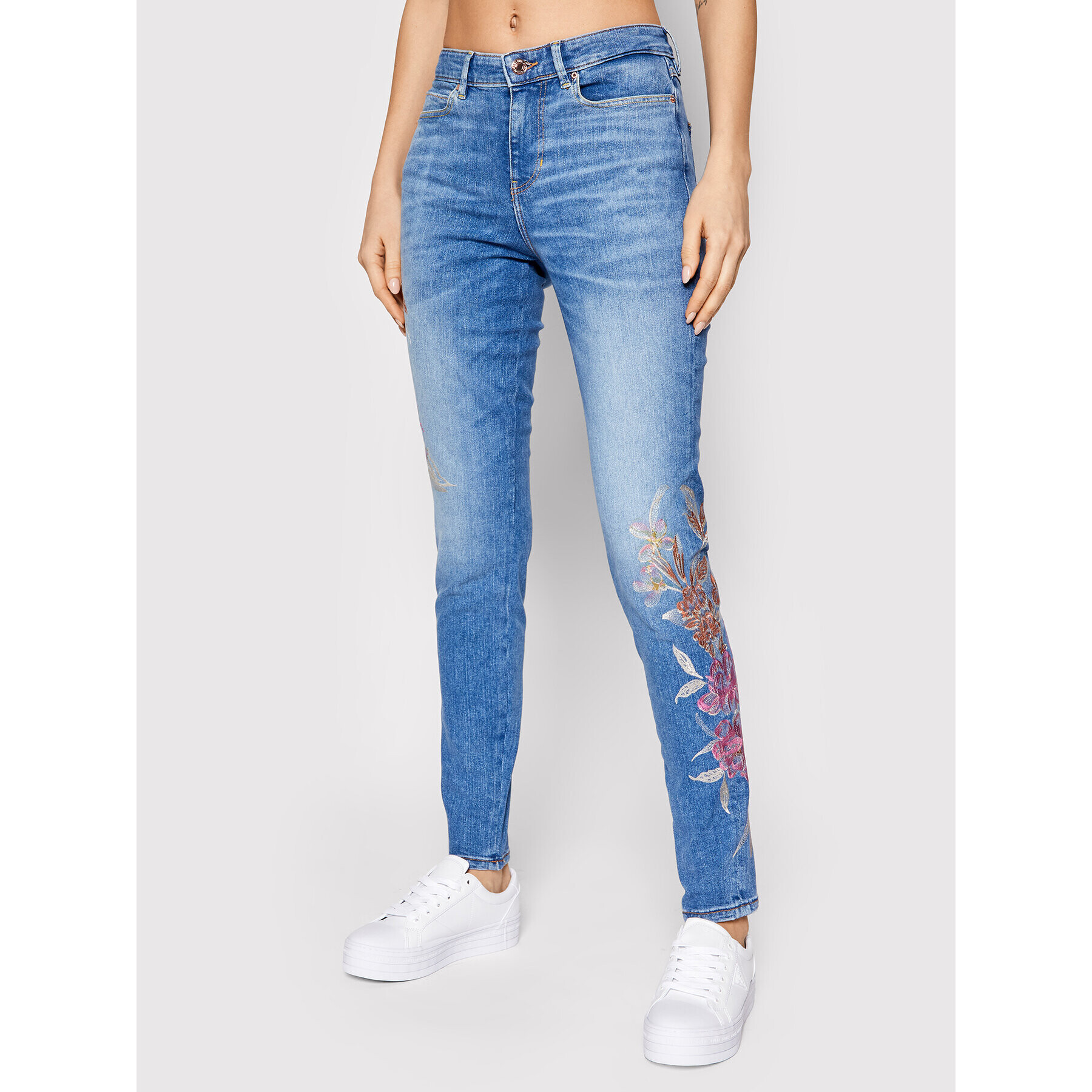 Guess Jeansy 1981 W1RA46 D4AO2 Modrá Skinny Fit - Pepit.cz