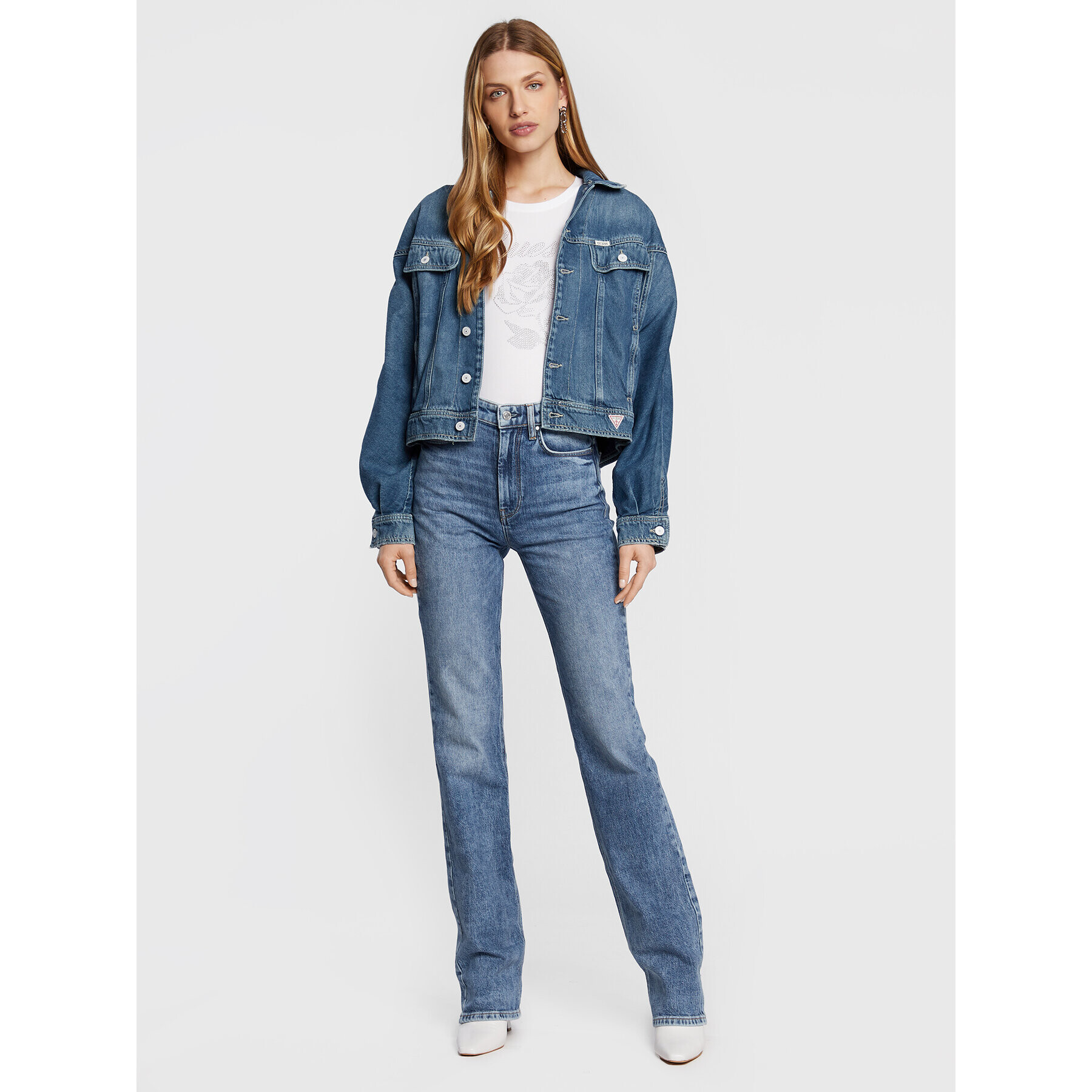 Guess Jeansy 80'S Straight W2BA33 D3LD5 Modrá Regular Fit - Pepit.cz