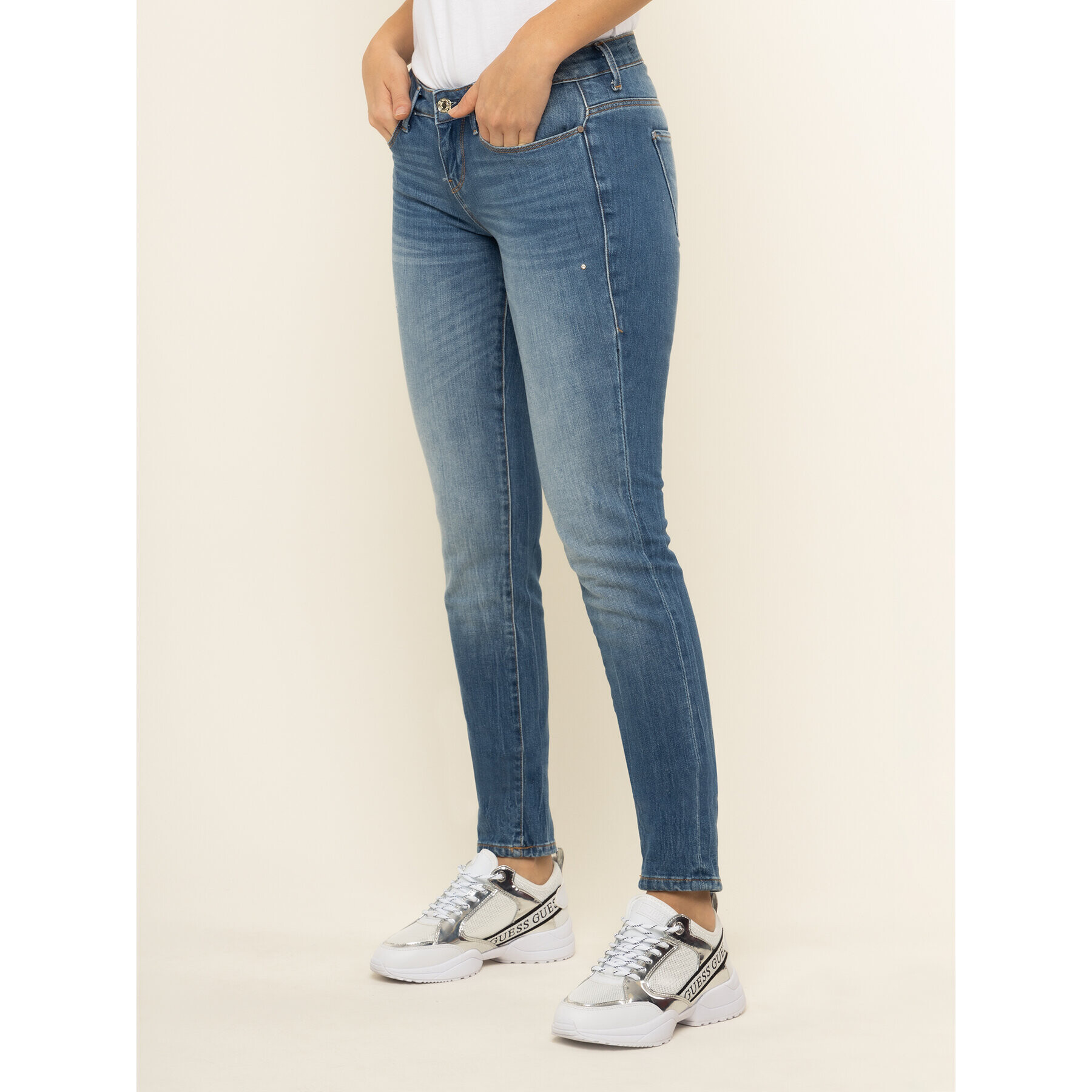 Guess Jeansy Jegging W01A27 D3XR1 Modrá Ultra Skinny Fit - Pepit.cz