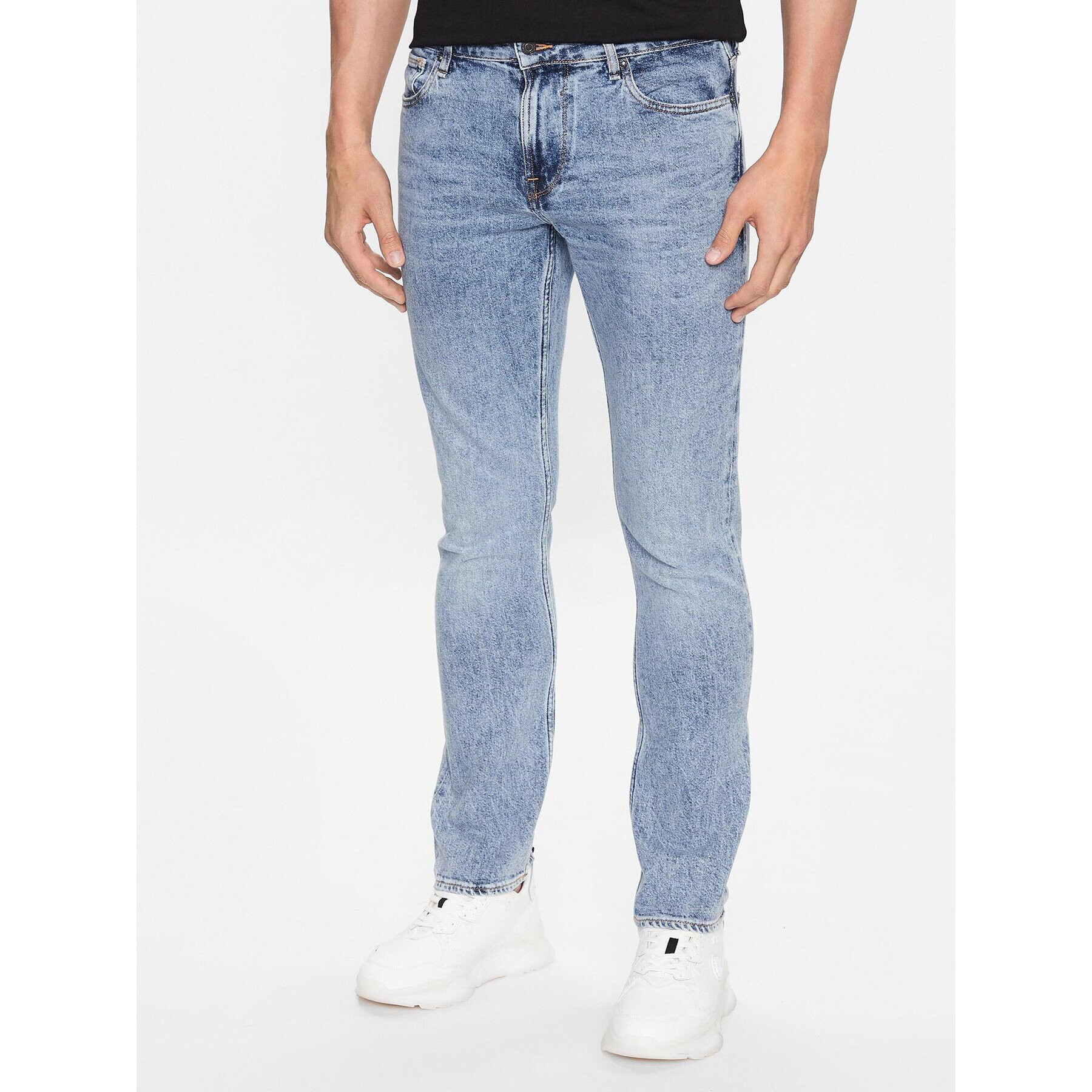 Guess Jeansy M3YAS2 D4WBC Modrá Slim Tapered Fit - Pepit.cz