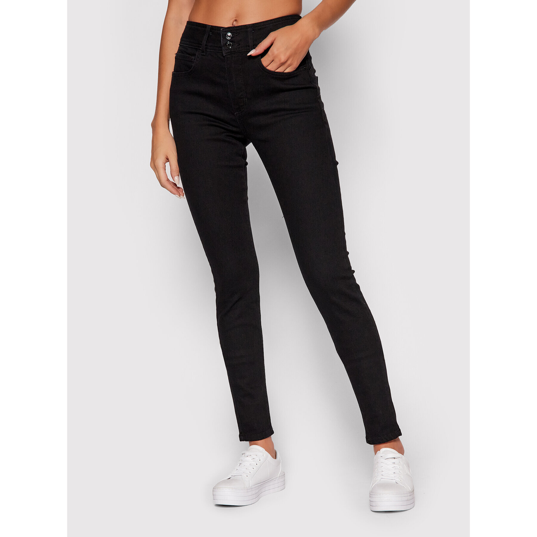 Guess Jeansy Shape Up W1BA34 D4F51 Černá Skinny Fit - Pepit.cz