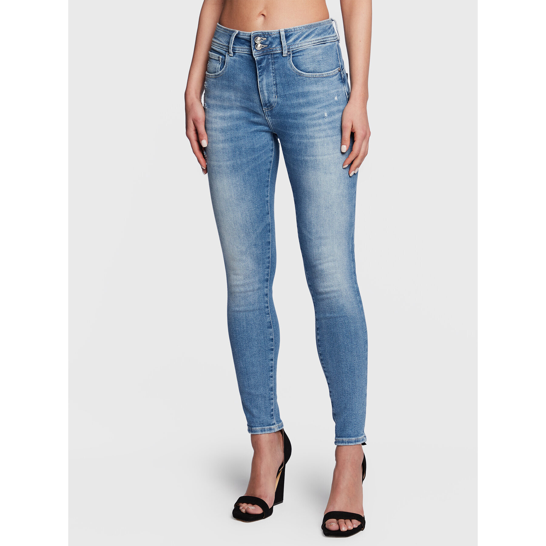 Guess Jeansy Shape Up W3RA34 D4W91 Modrá Skinny Fit - Pepit.cz