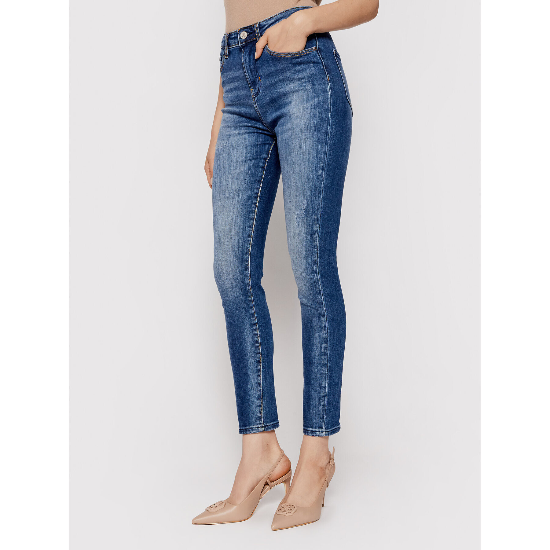 Guess Jeansy Ultimate W1YA94 D4G12 Tmavomodrá Skinny Fit - Pepit.cz