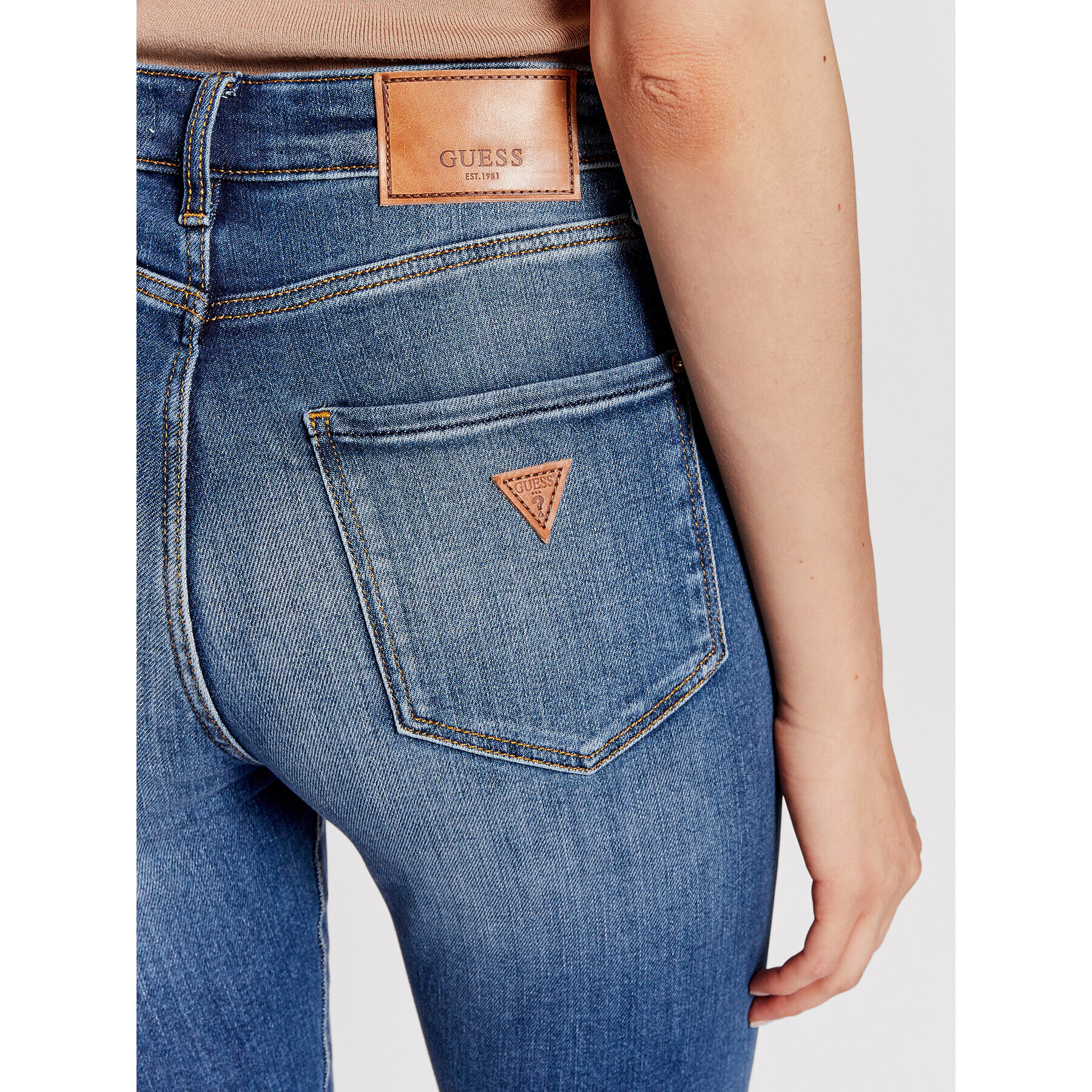 Guess Jeansy Ultimate W1YA94 D4G12 Tmavomodrá Skinny Fit - Pepit.cz