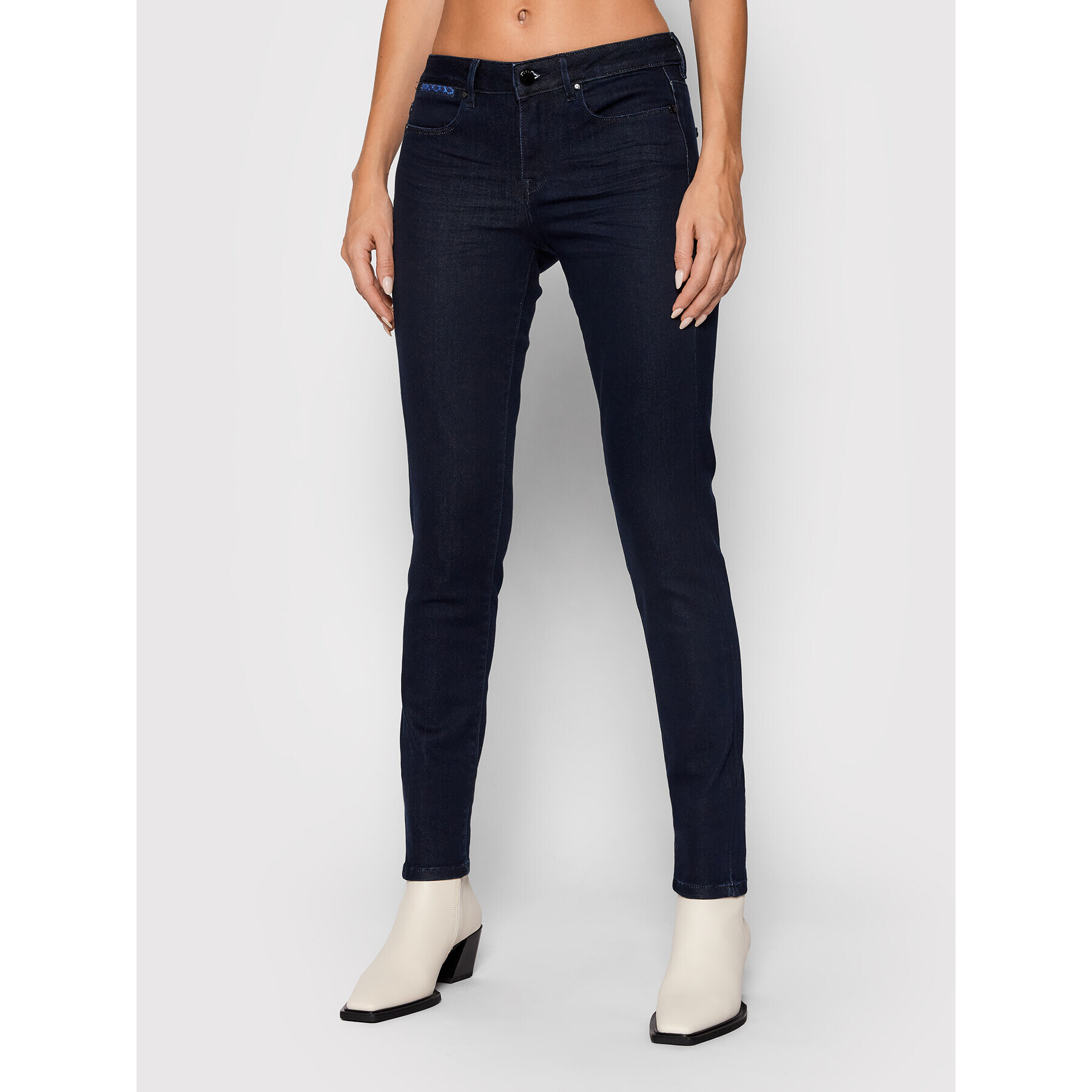 Guess Jeansy W1BA03 D4H512 Tmavomodrá Ultra Skinny Fit - Pepit.cz