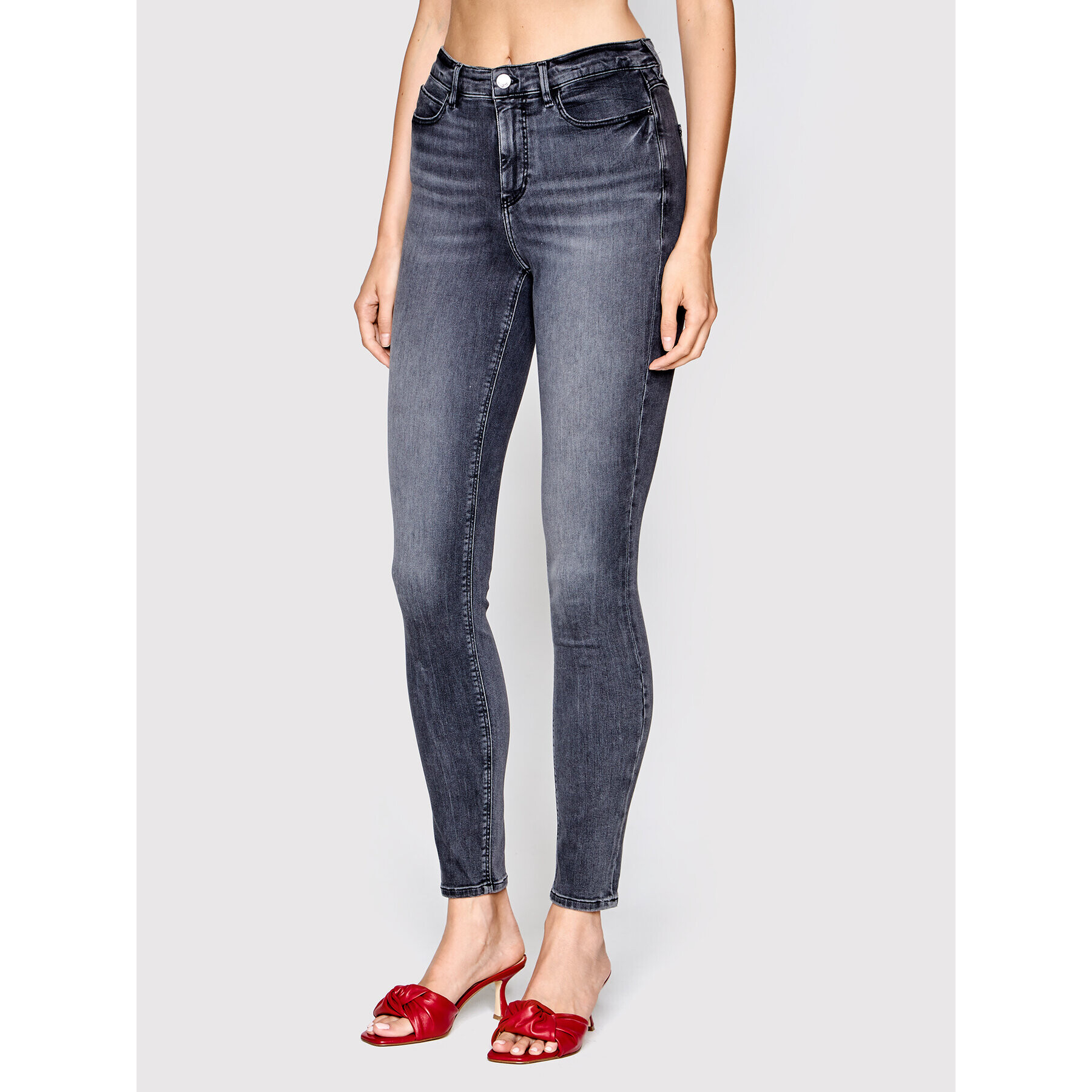 Guess Jeansy W2YA46 D4PZ2 Šedá Skinny Fit - Pepit.cz