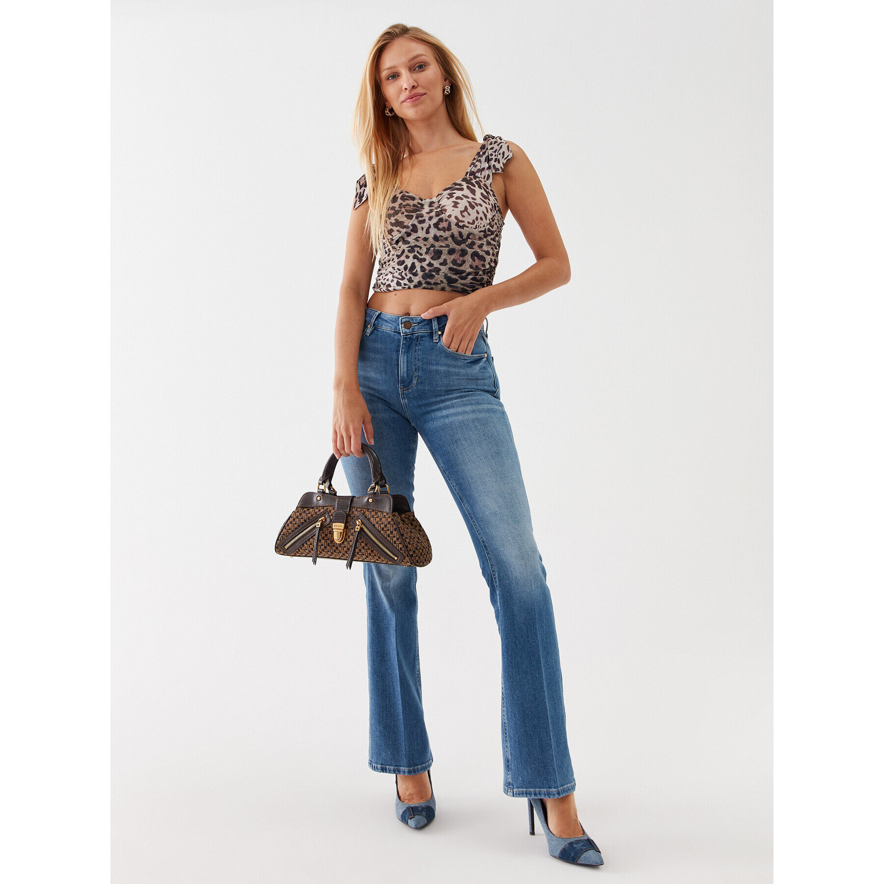 Guess Jeansy W3YA0L D4U55 Modrá Flare Fit - Pepit.cz