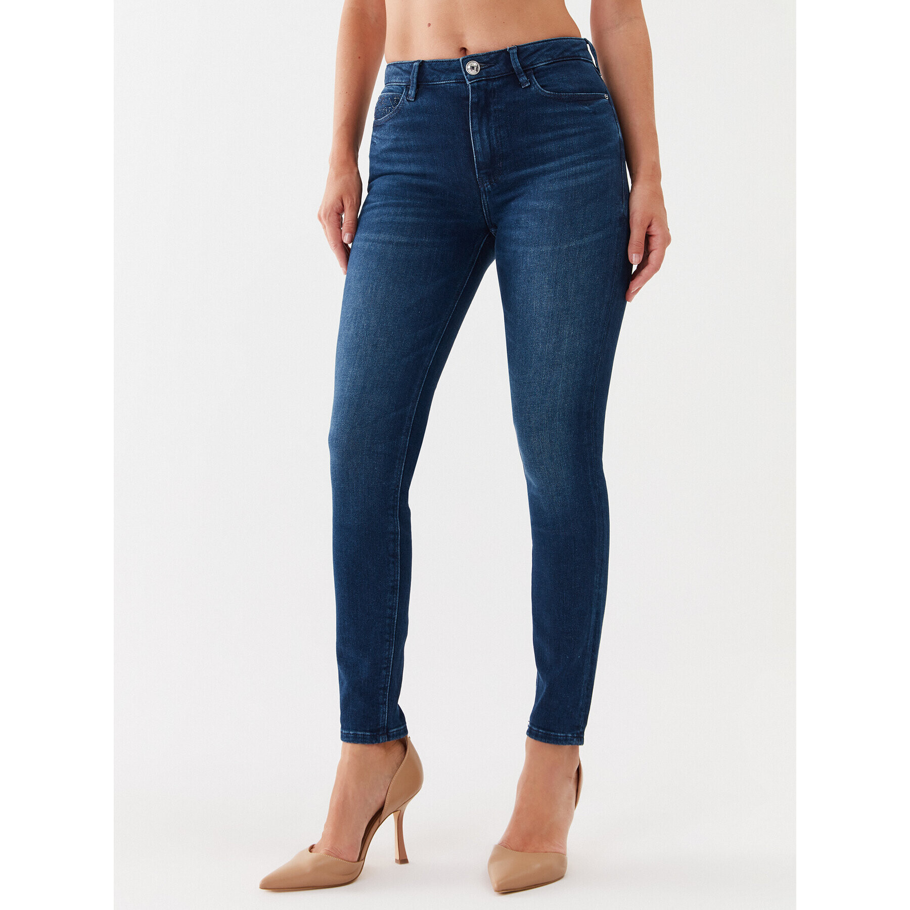 Guess Jeansy W3YA46 D52J4 Tmavomodrá Skinny Fit - Pepit.cz