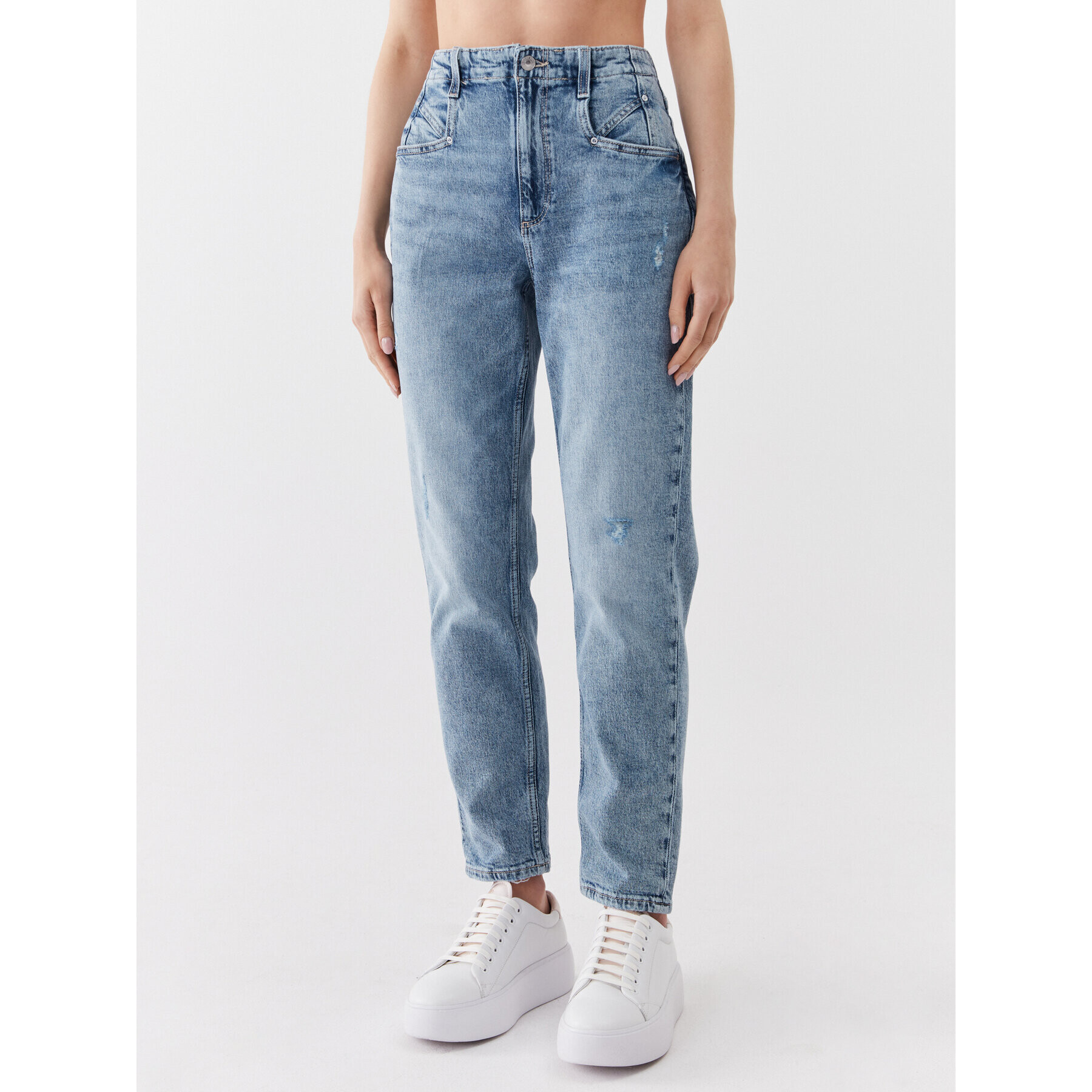 Guess Jeansy W3YA96 D4MSM Modrá Mom Fit - Pepit.cz