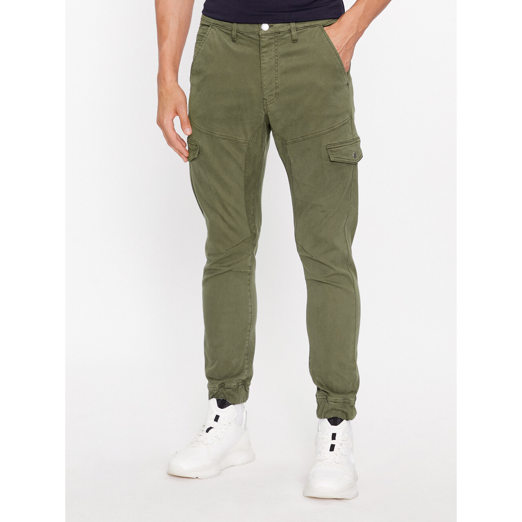 Guess Kalhoty z materiálu M3BB17 WFPQA Zelená Slim Fit - Pepit.cz