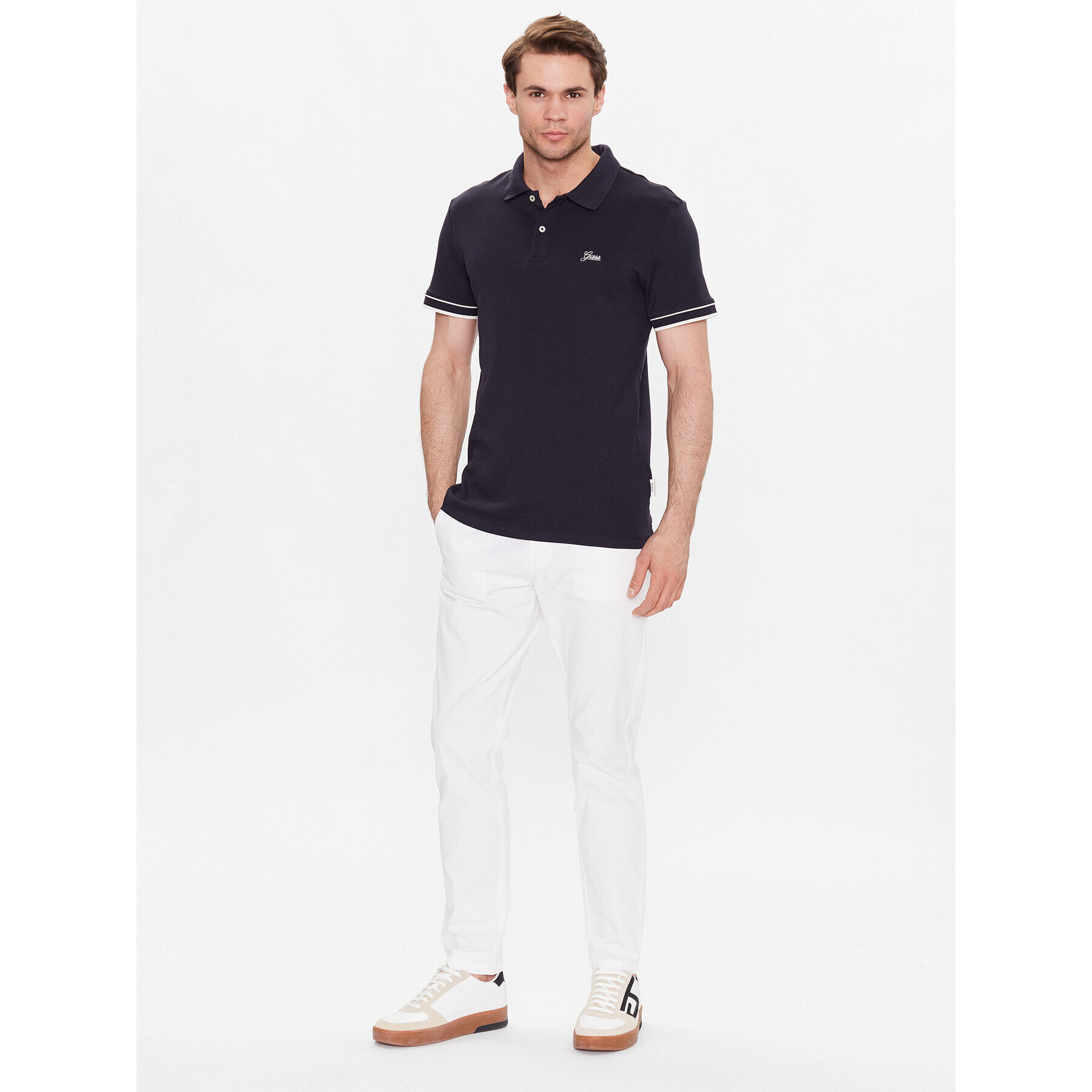 Guess Kalhoty z materiálu Myron M3GB26 WFBW3 Bílá Slim Fit - Pepit.cz