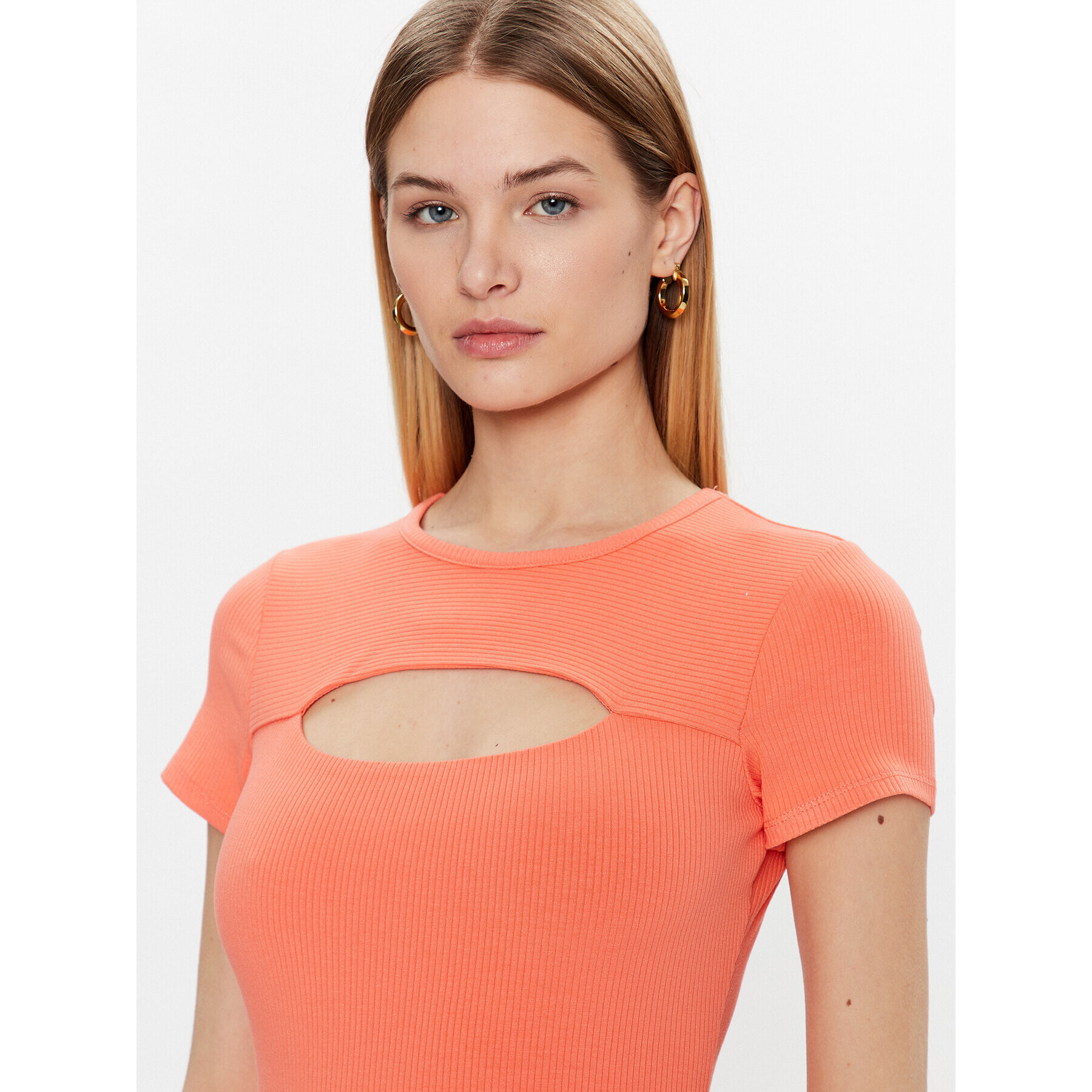 Guess Úpletové šaty Lana WBYK95 KB9E2 Oranžová Slim Fit - Pepit.cz