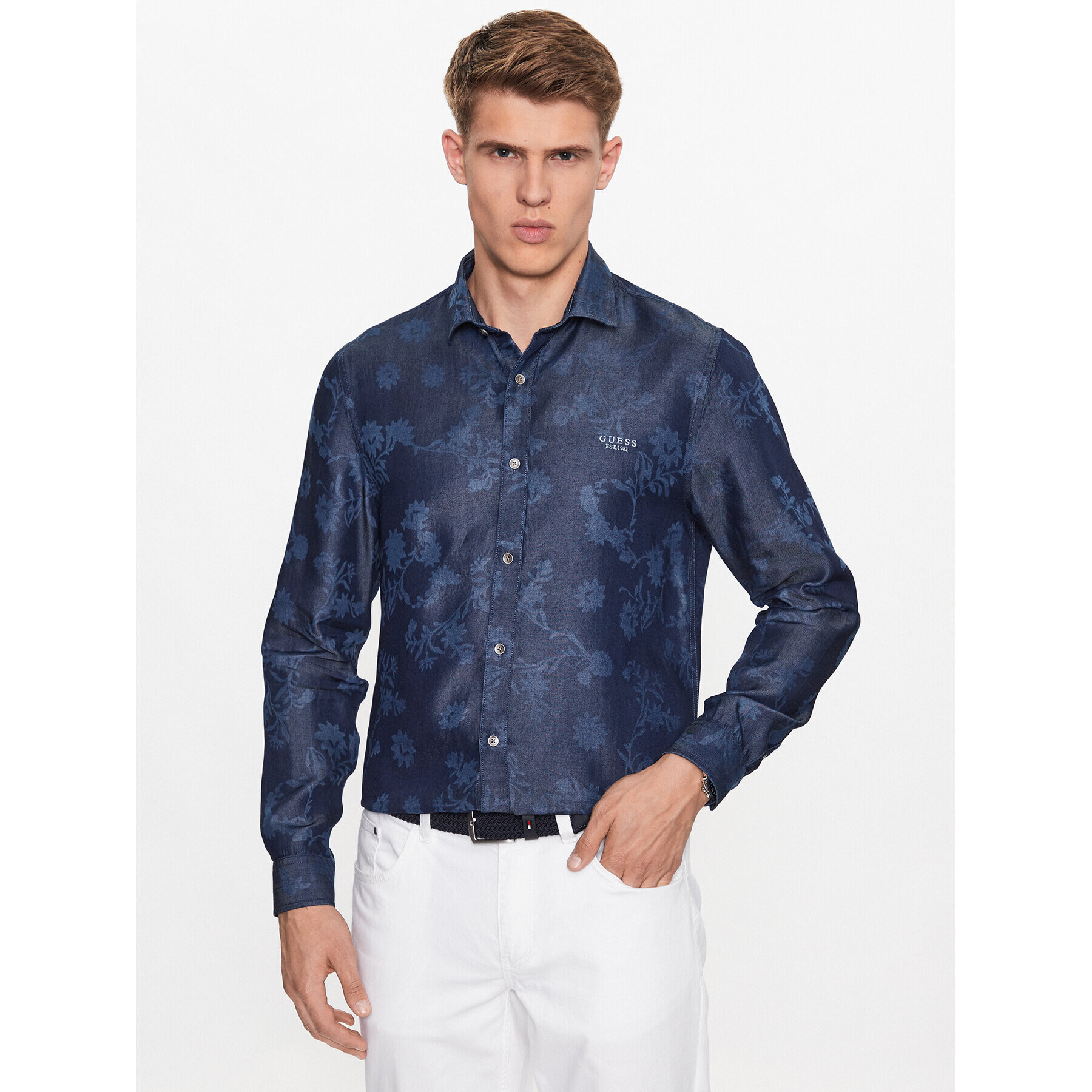 Guess Košile M3YH10 WFKE0 Tmavomodrá Slim Fit - Pepit.cz