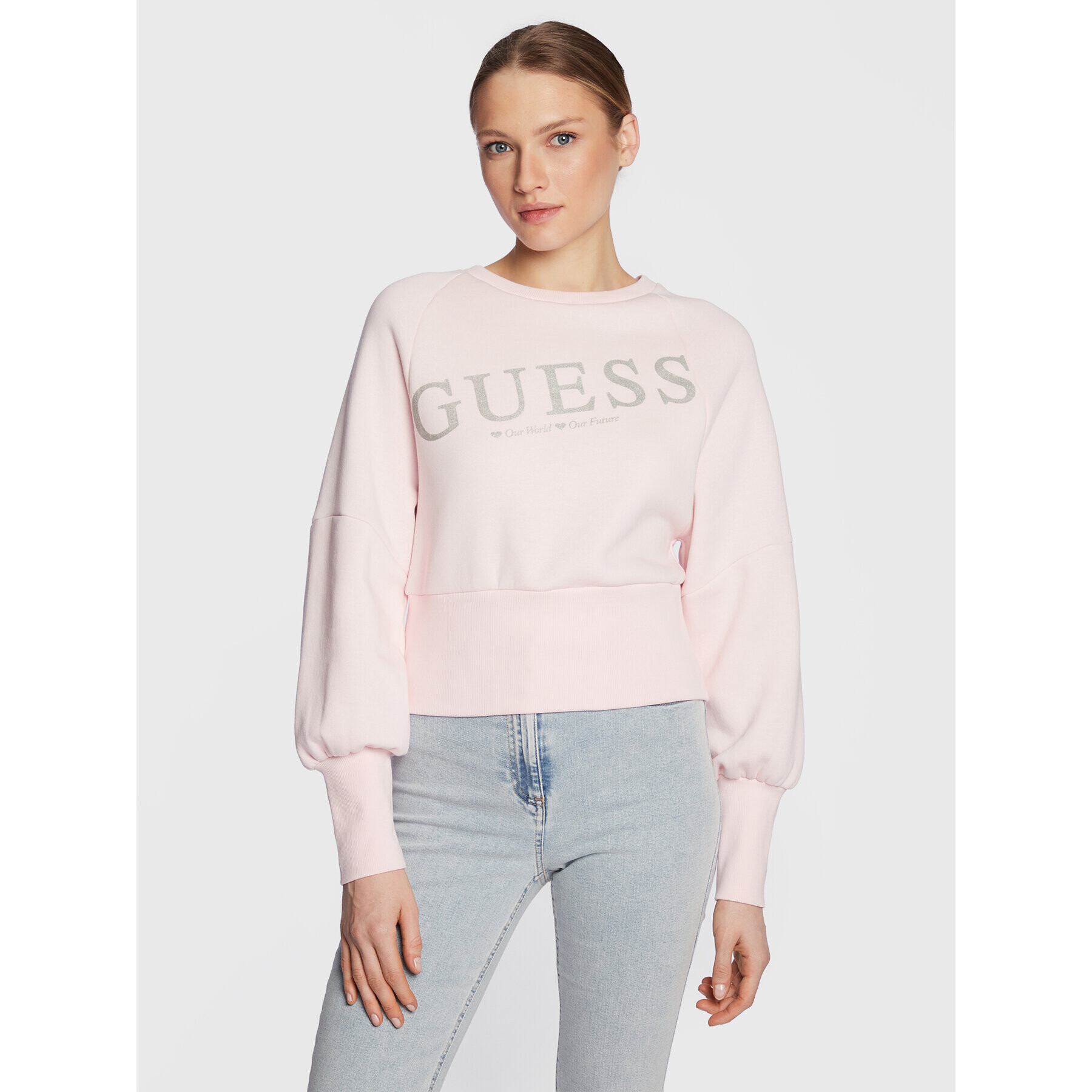 Guess Mikina Agacia W3RQ11 KB683 Růžová Reglan Fit - Pepit.cz