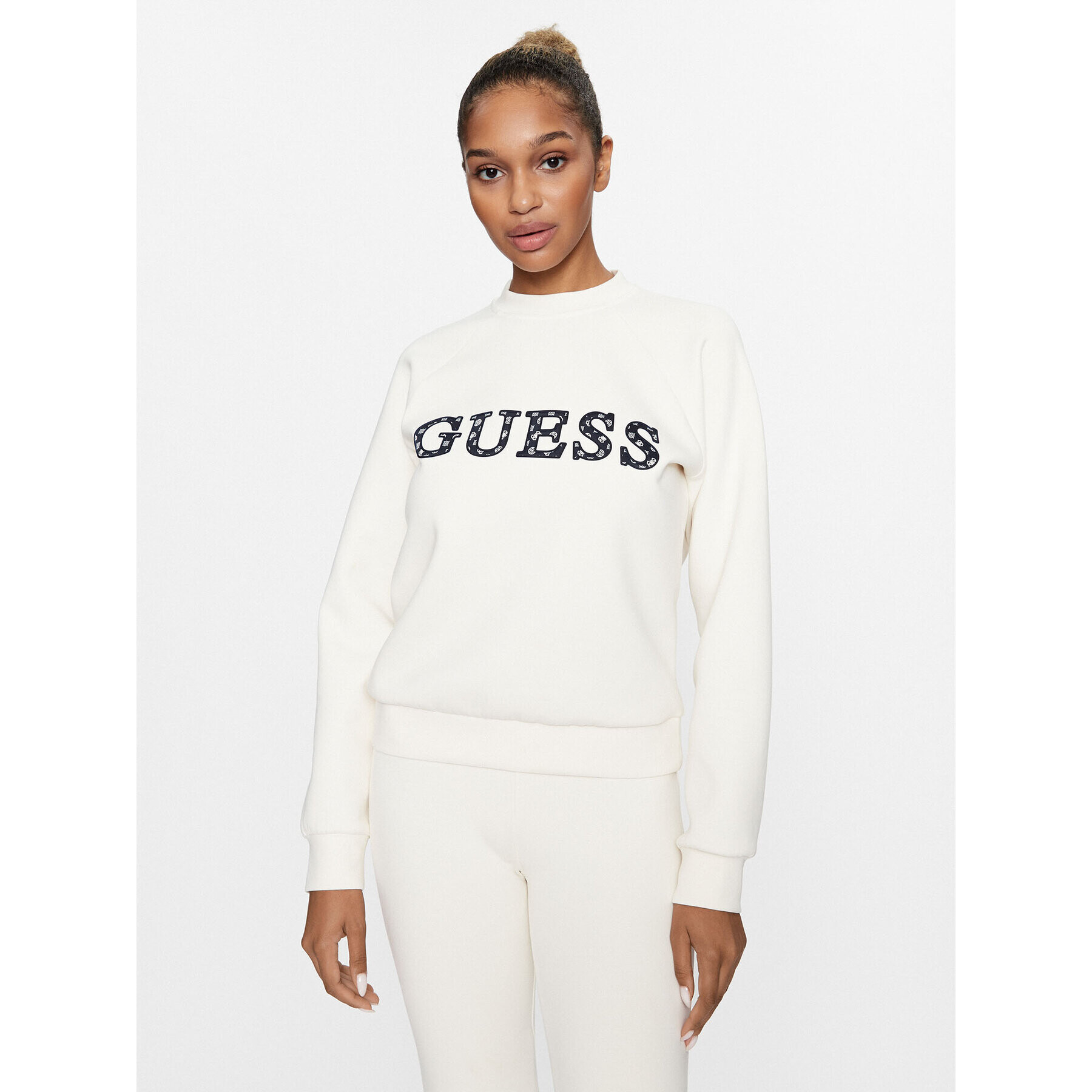 Guess Mikina Ann V3BQ07 KBCK2 Bílá Regular Fit - Pepit.cz