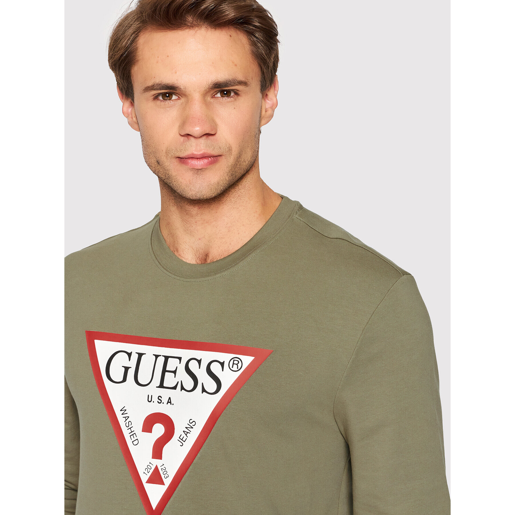 Guess Mikina Audley M2YQ37 K6ZS1 Zelená Slim Fit - Pepit.cz