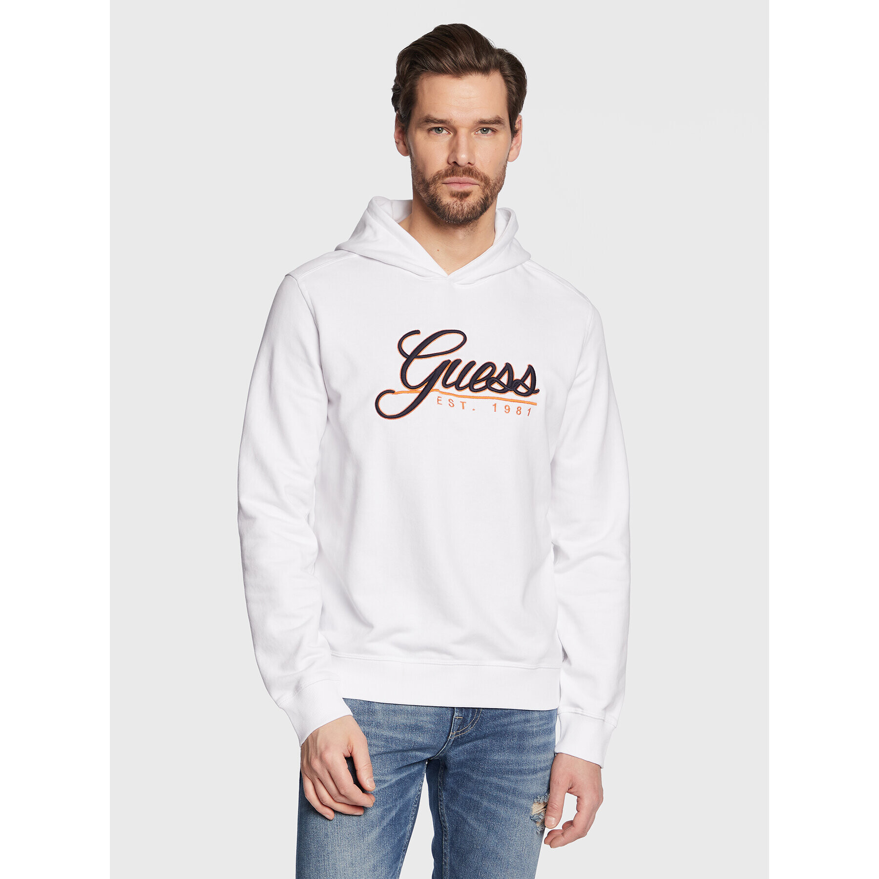 Guess Mikina Beau M3GQ36 KBK32 Bílá Slim Fit - Pepit.cz