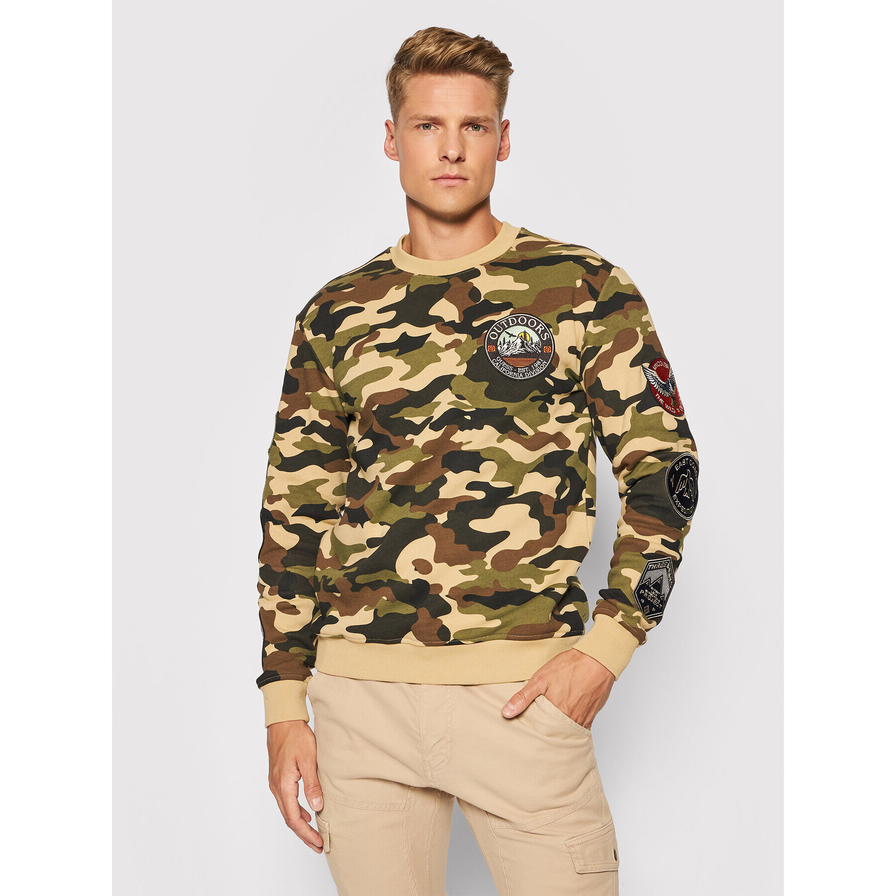 Guess Mikina Camouflage M1YQ57 K9V31 Barevná Regular Fit - Pepit.cz