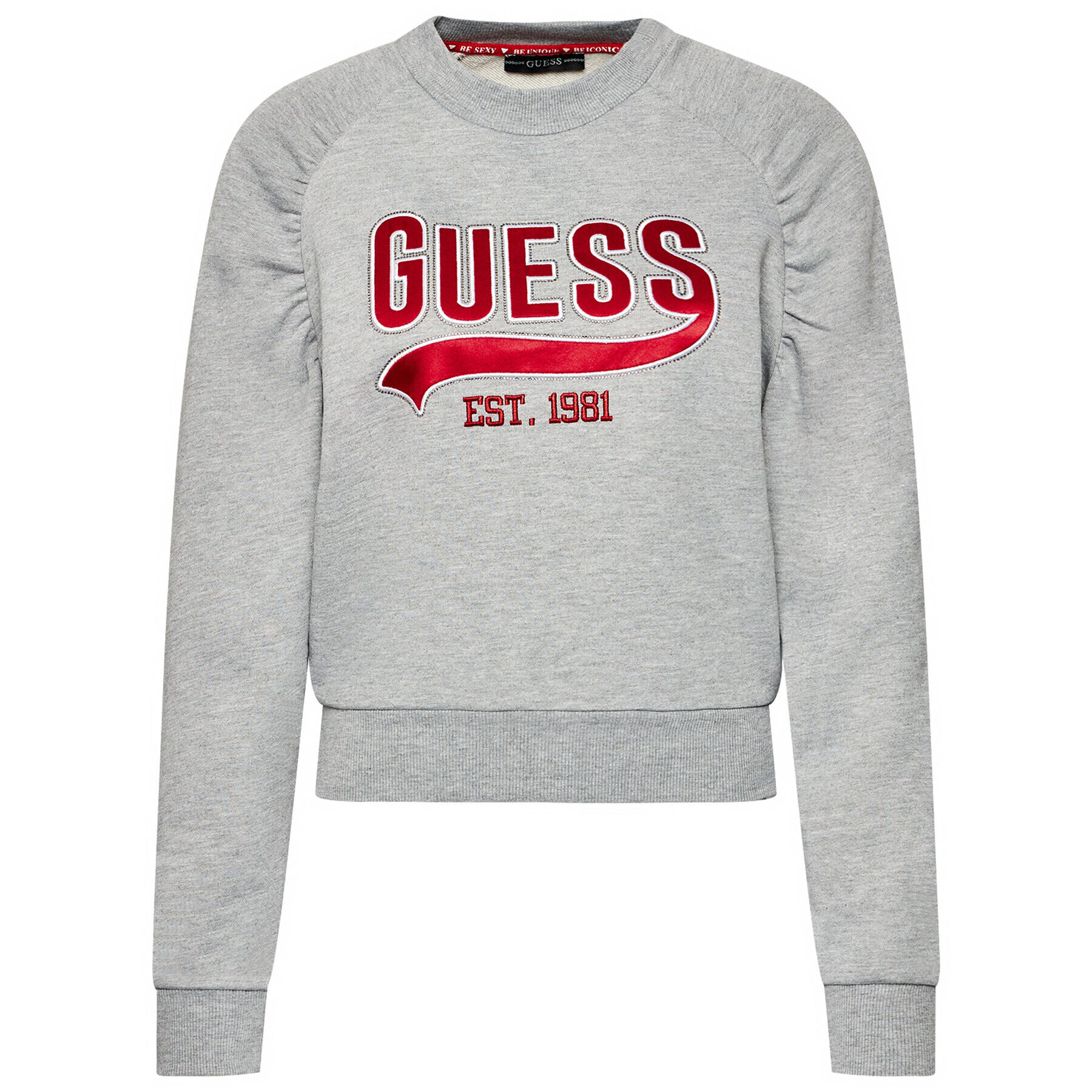 Guess Mikina Front Logo W1GQ36 K68I0 Šedá Regular Fit - Pepit.cz