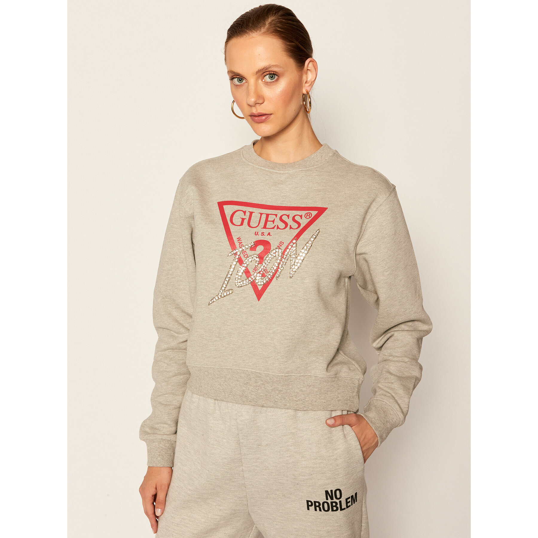 Guess Mikina Icon W0YQ47 K68I0 Šedá Regular Fit - Pepit.cz