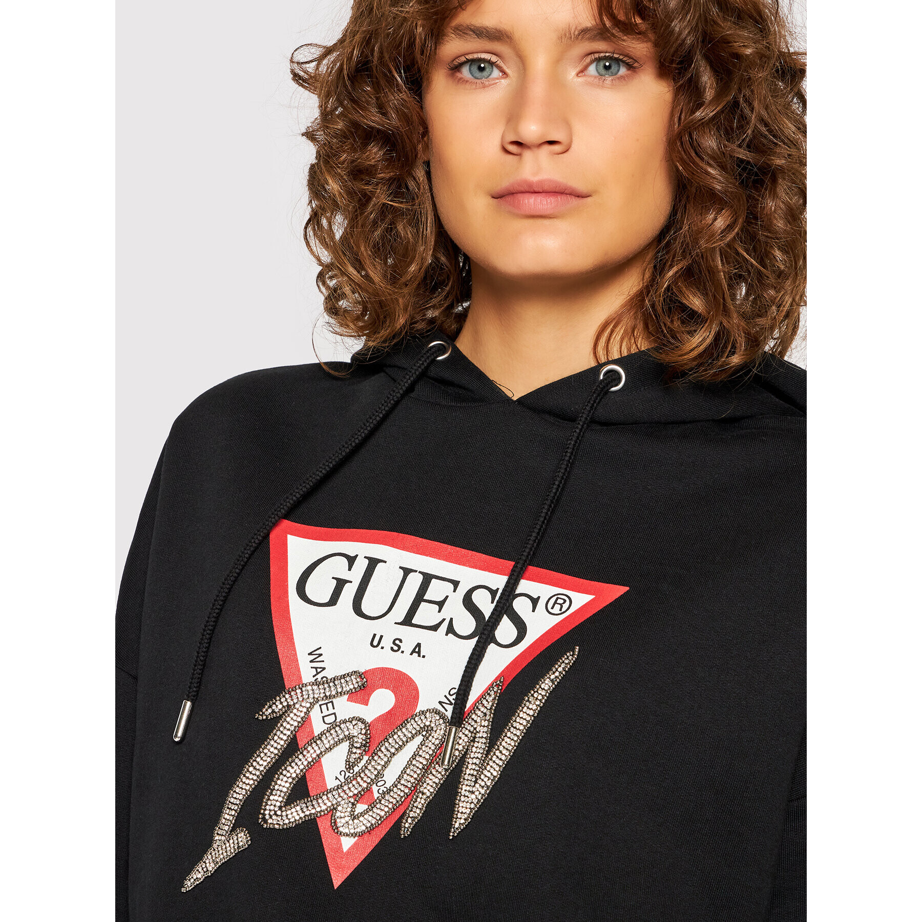 Guess Mikina Icon W1BQ09 K68I1 Černá Boxy Fit - Pepit.cz