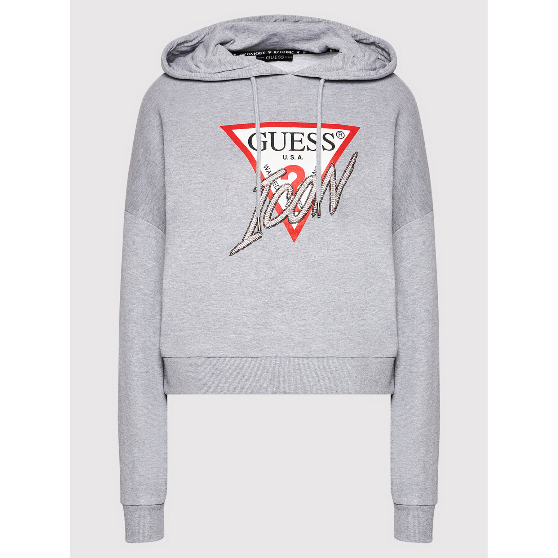 Guess Mikina Icon W1BQ09 K68I1 Šedá Boxy Fit - Pepit.cz