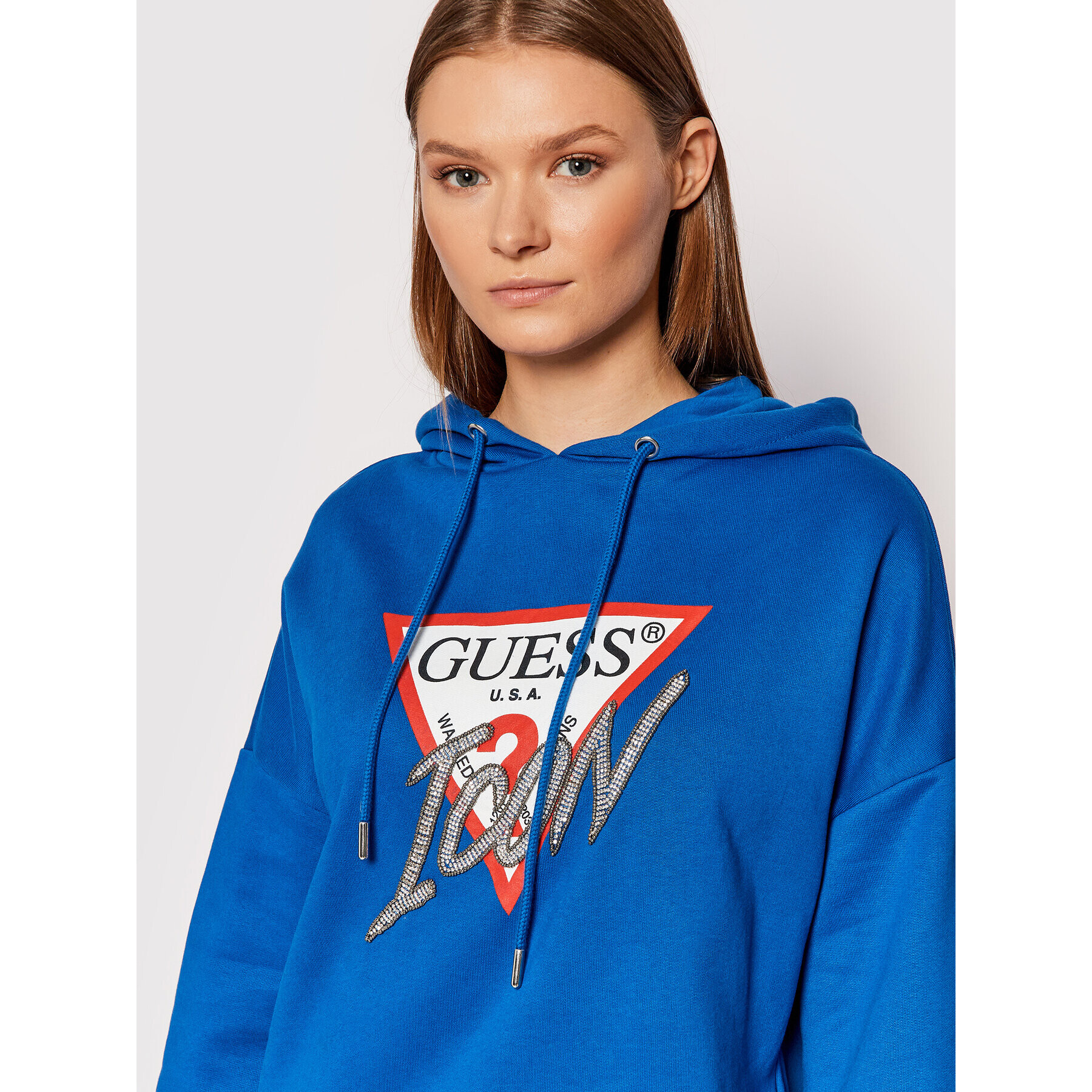 Guess Mikina Icon W1BQ09 K68I1 Tmavomodrá Boxy Fit - Pepit.cz