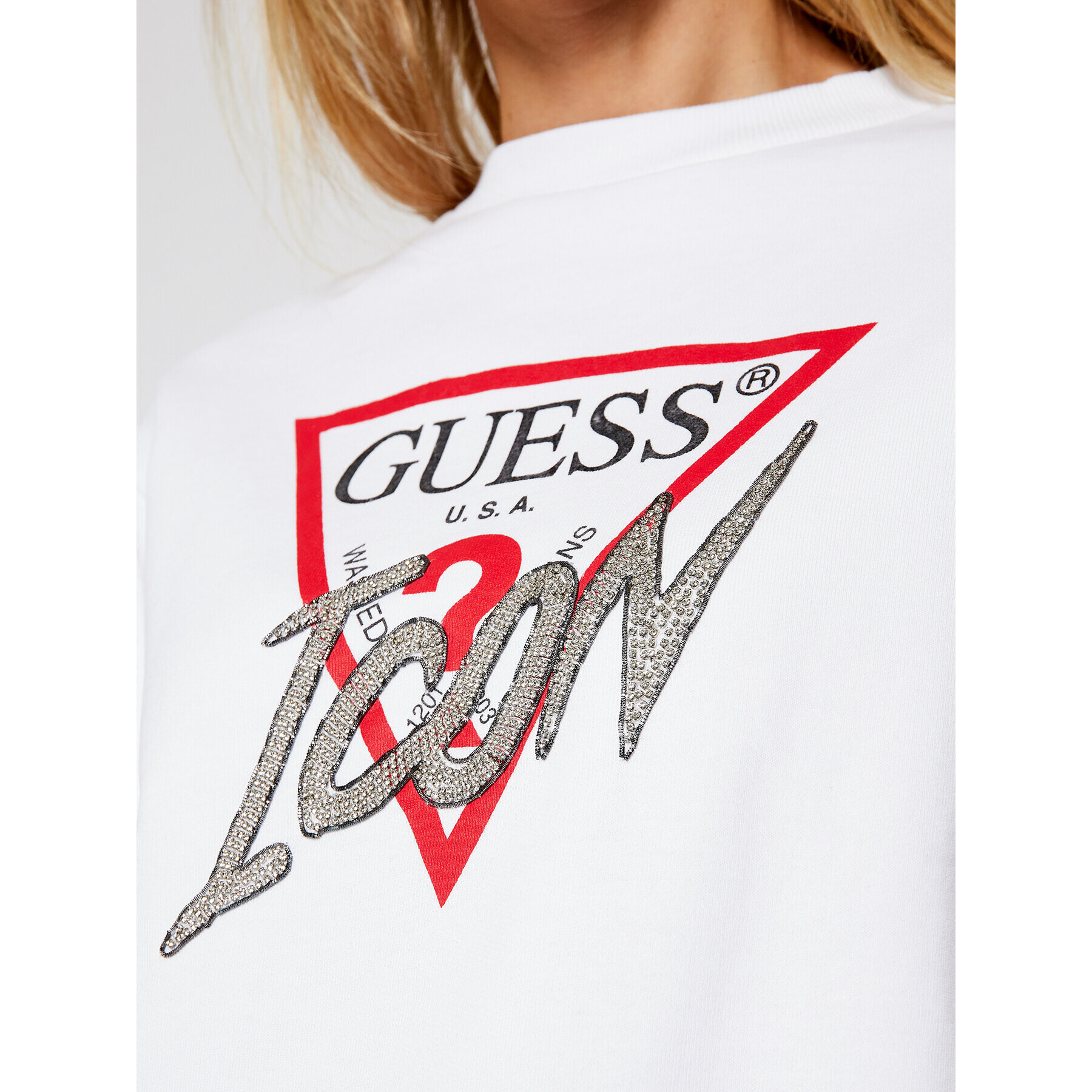 Guess Mikina Icon W1RQ04 K68I0 Bílá Regular Fit - Pepit.cz