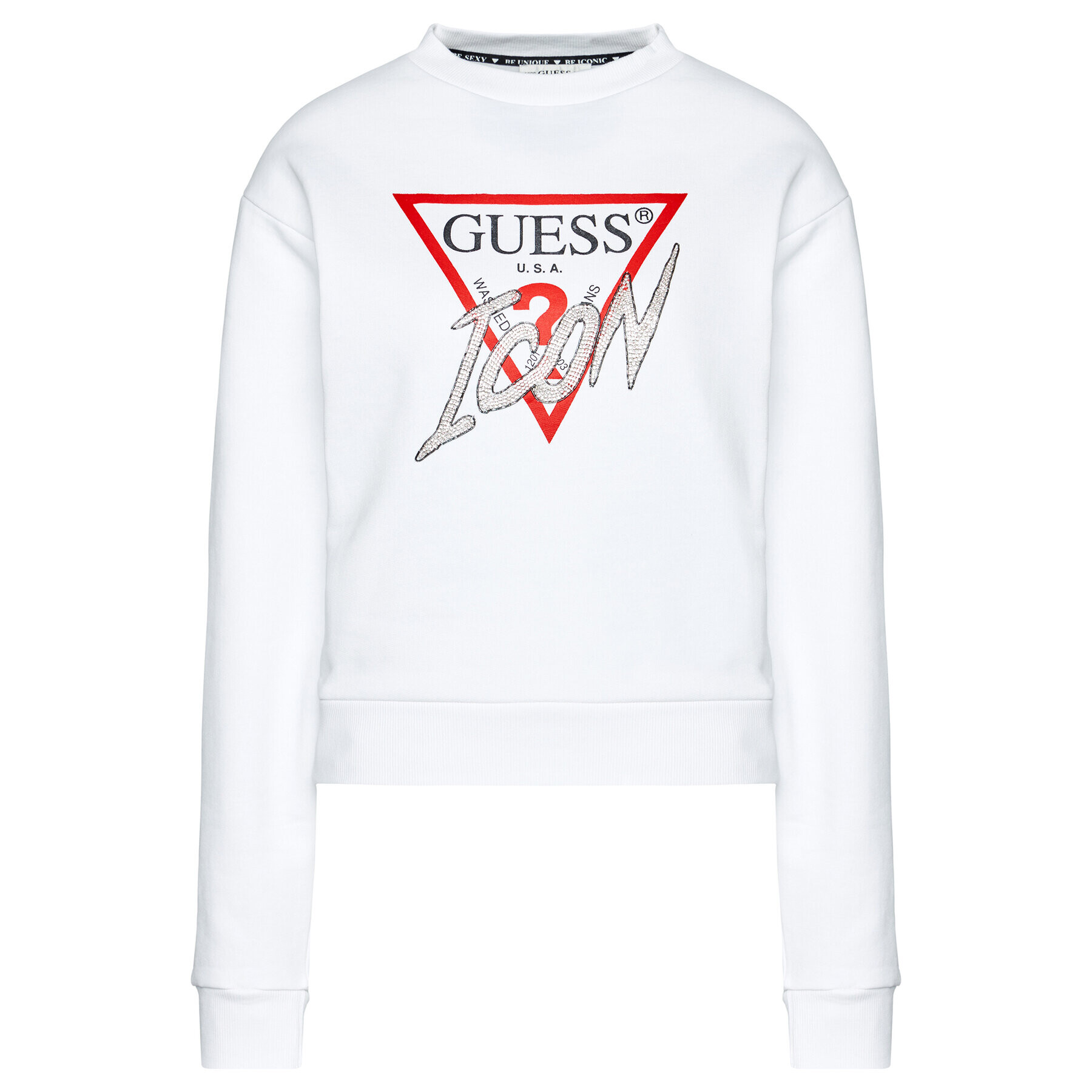 Guess Mikina Icon W1RQ04 K68I0 Bílá Regular Fit - Pepit.cz