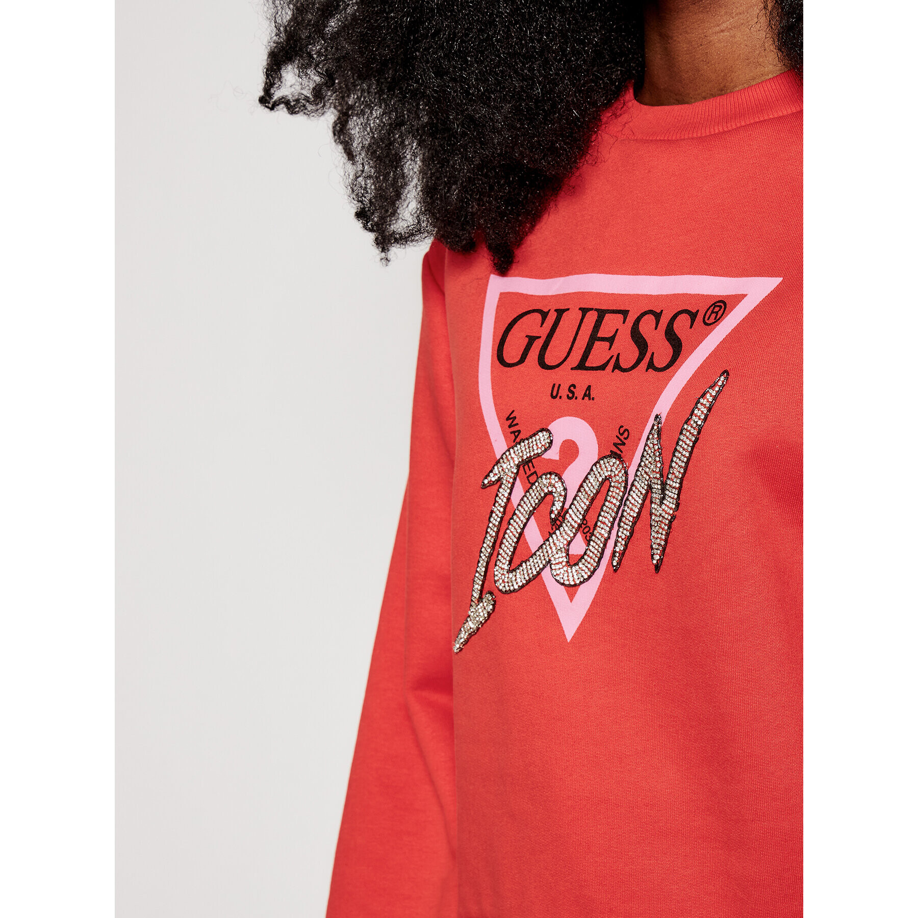 Guess Mikina Icon W1RQ04 K68I0 Červená Regular Fit - Pepit.cz