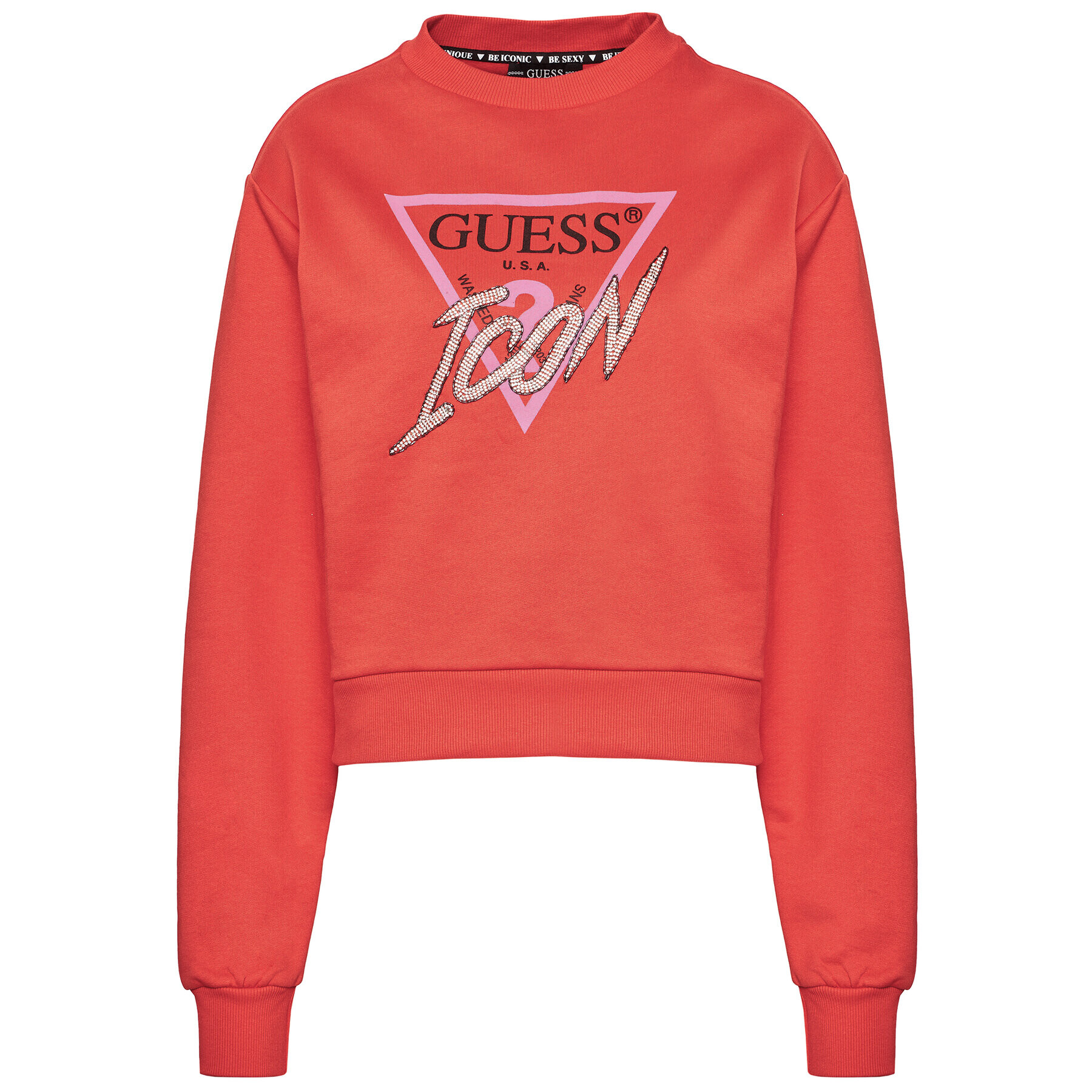 Guess Mikina Icon W1RQ04 K68I0 Červená Regular Fit - Pepit.cz