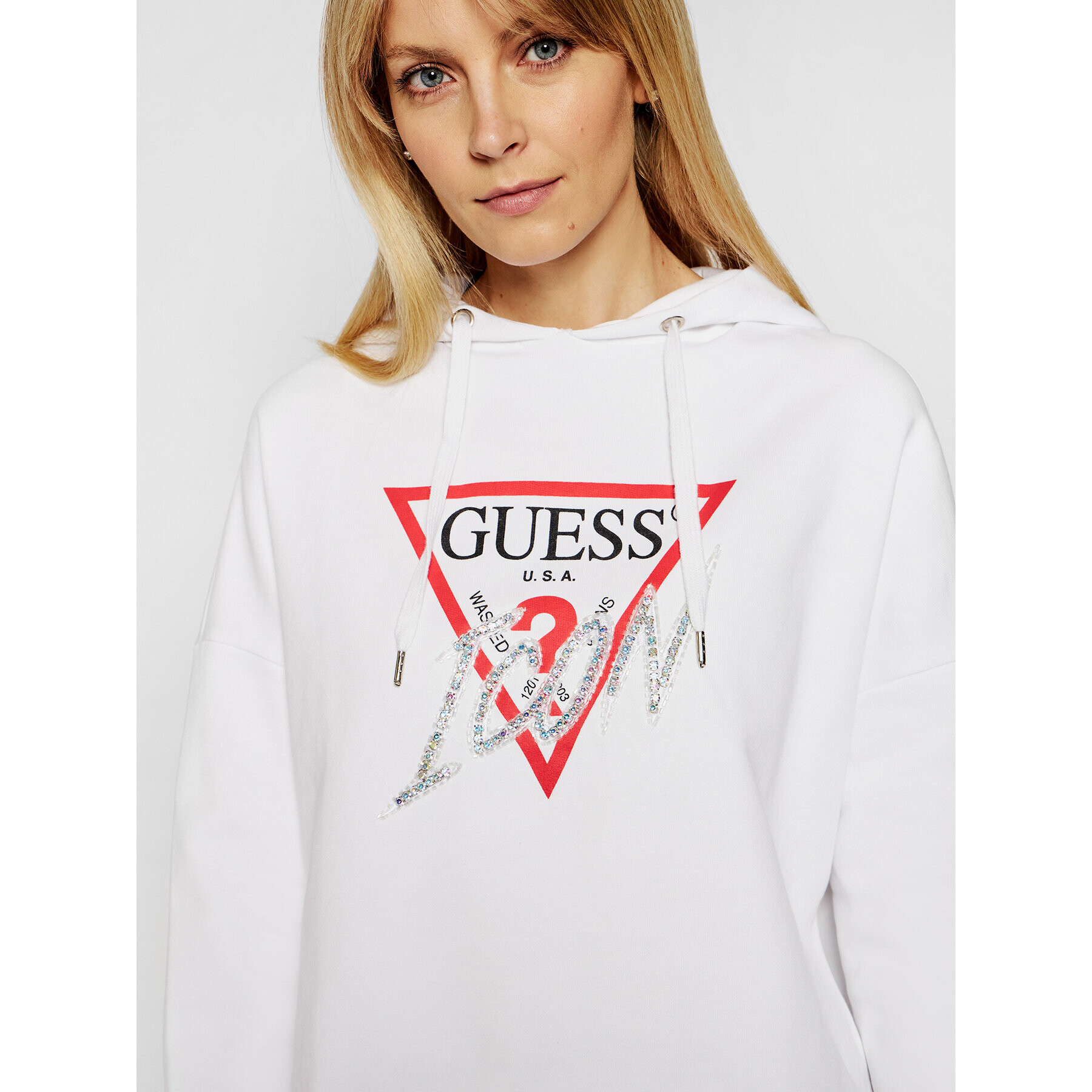 Guess Mikina Icon W1RQ05 K68I0 Bílá Relaxed Fit - Pepit.cz