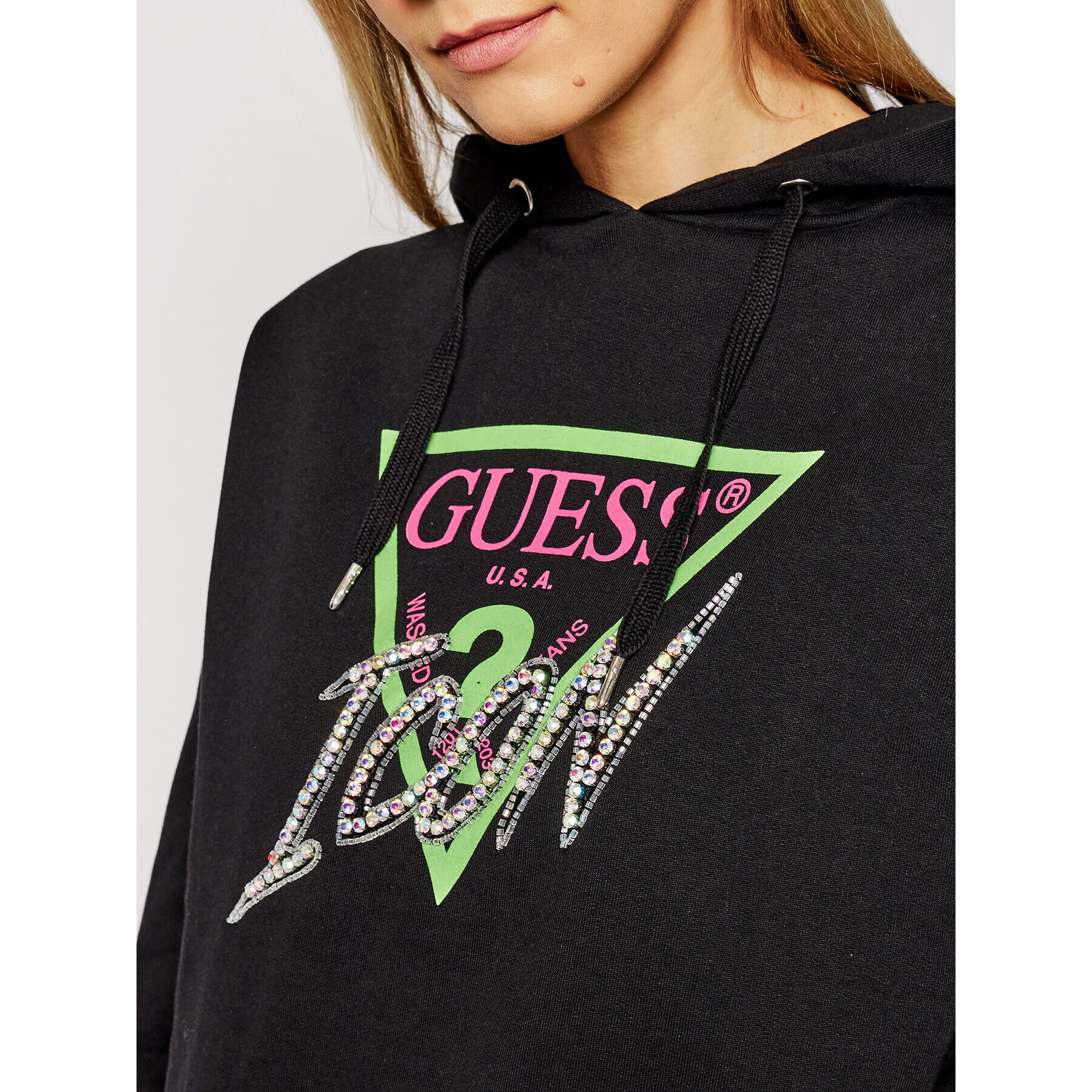 Guess Mikina Icon W1RQ05 K68I0 Černá Relaxed Fit - Pepit.cz