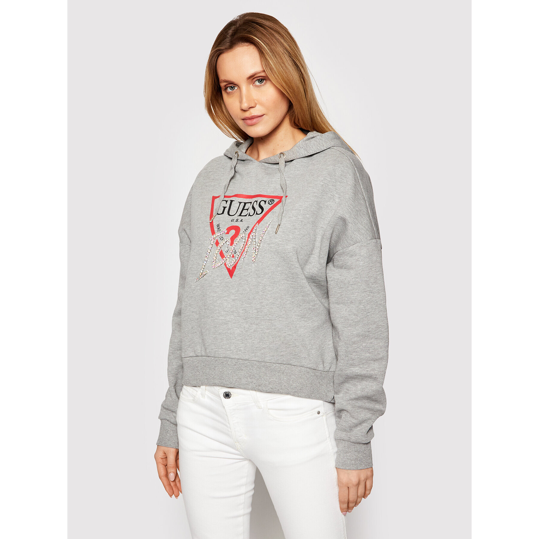 Guess Mikina Icon W1RQ05 K68I0 Šedá Relaxed Fit - Pepit.cz