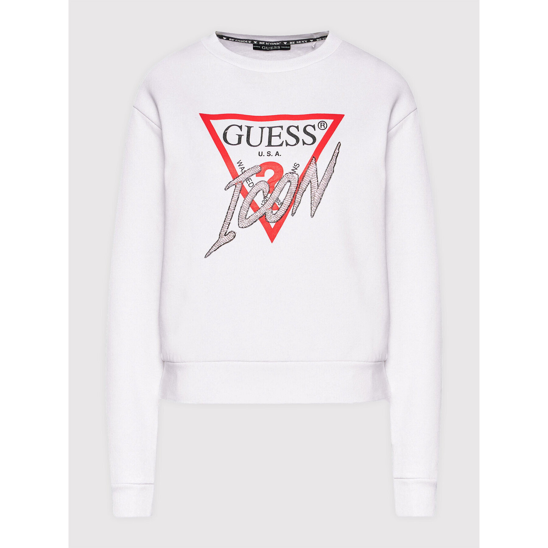 Guess Mikina Icon W1YQ0C K68I0 Bílá Regular Fit - Pepit.cz