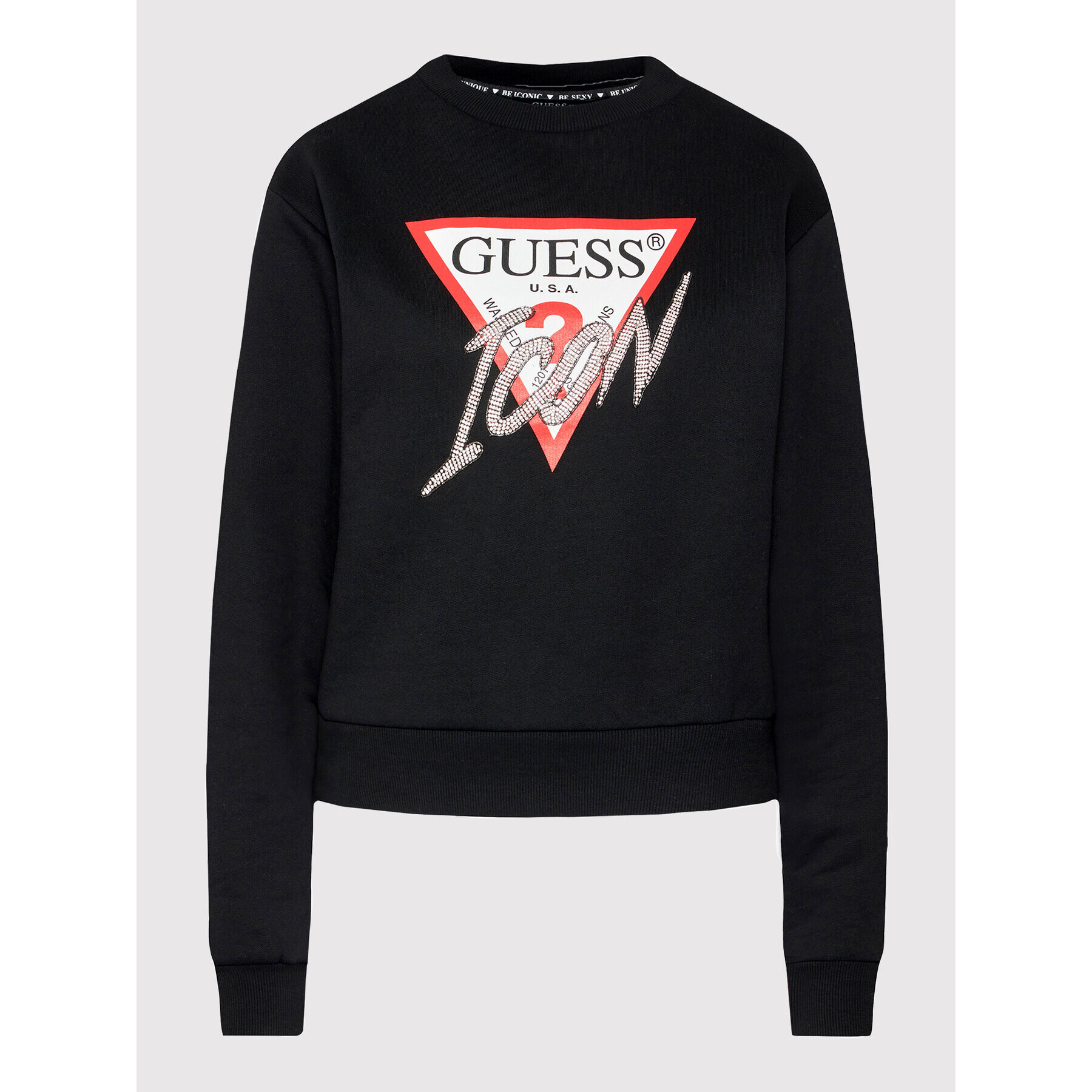 Guess Mikina Icon W1YQ0C K68I0 Černá Regular Fit - Pepit.cz