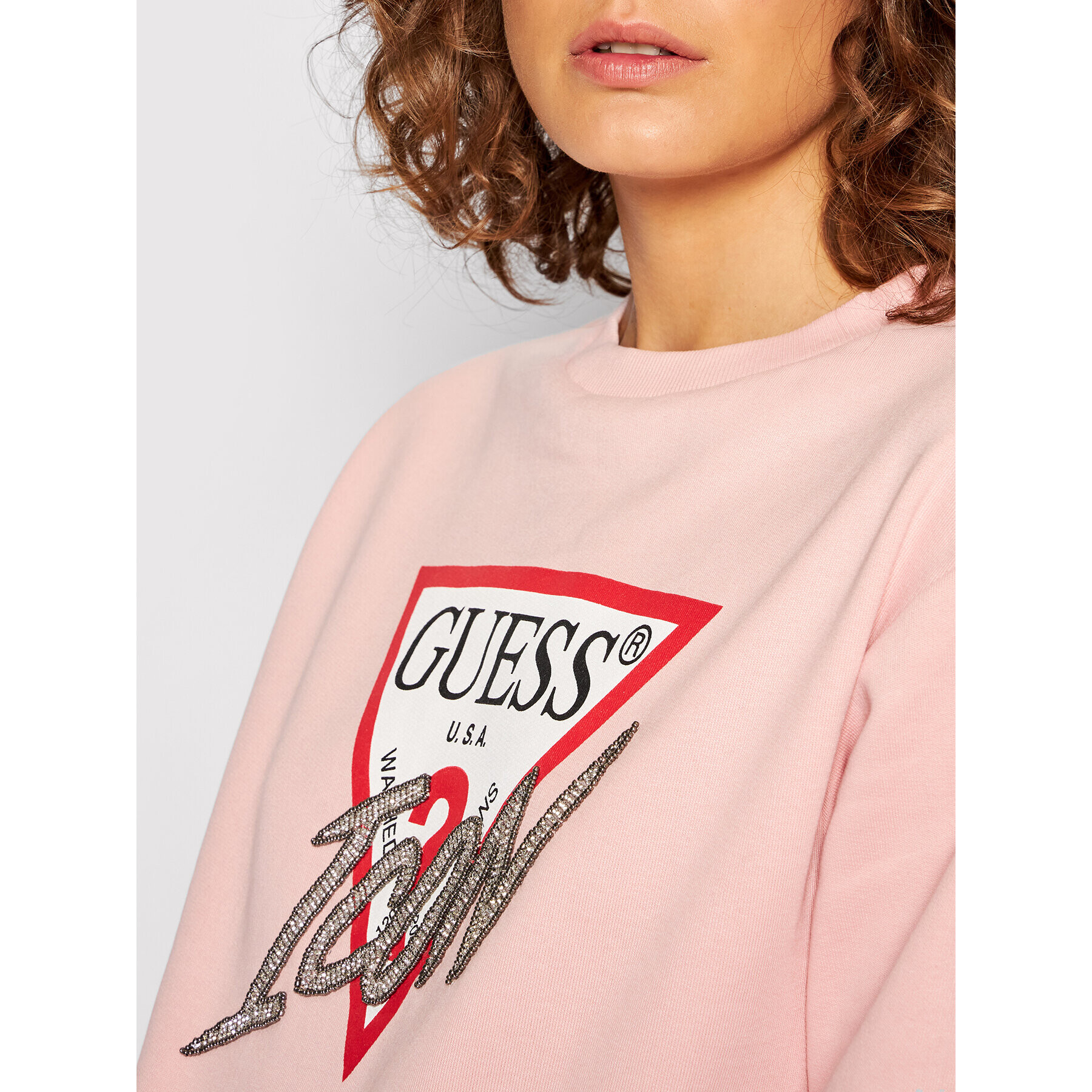 Guess Mikina Icon W1YQ0C K68I0 Růžová Regular Fit - Pepit.cz