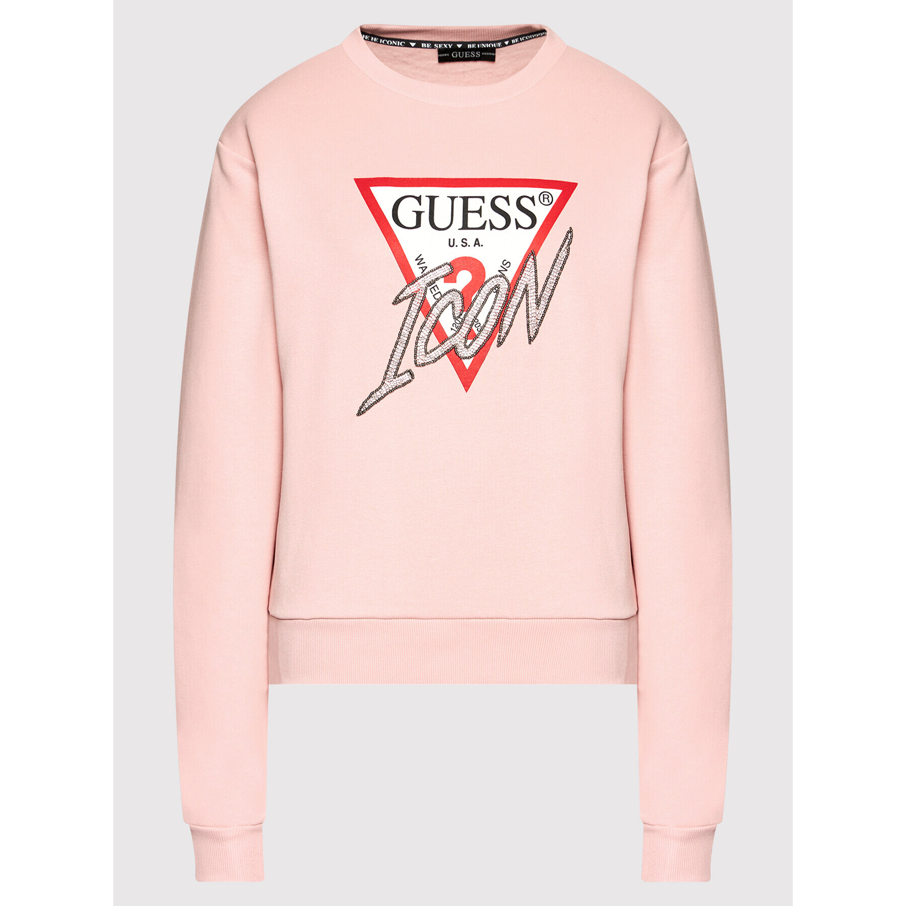 Guess Mikina Icon W1YQ0C K68I0 Růžová Regular Fit - Pepit.cz